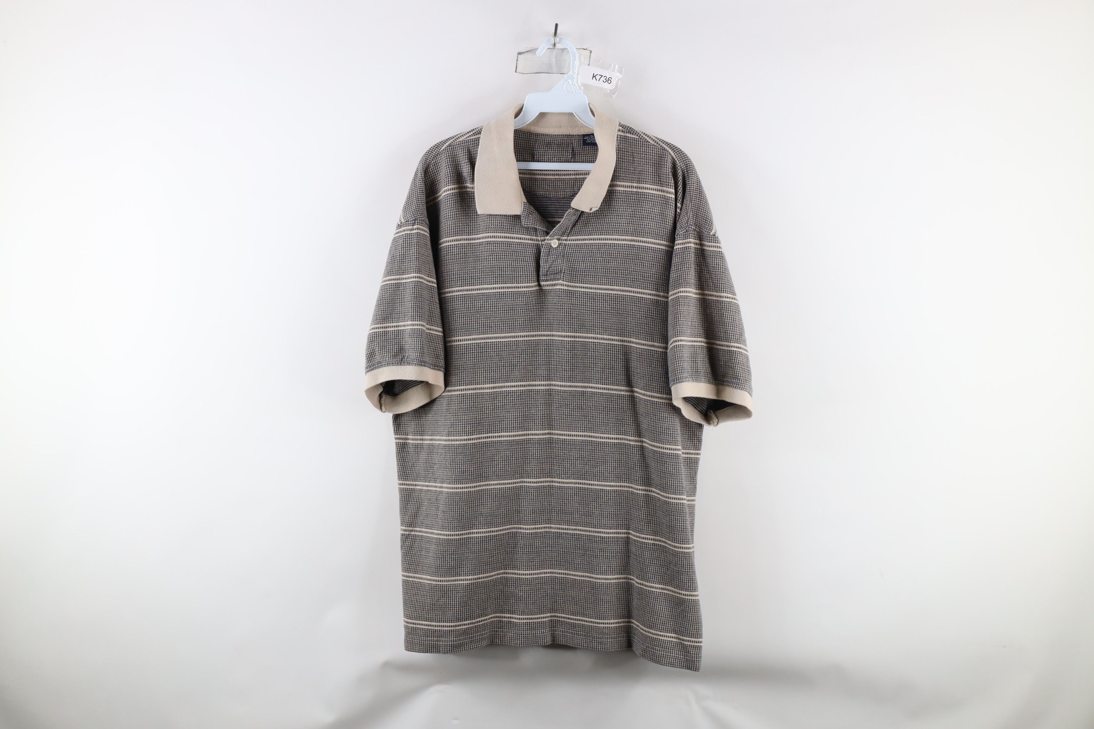 Vintage Vintage 90s Streetwear Houndstooth Knit Collared Polo Shirt Size US XL / EU 56 / 4 - 1 Thumbnail