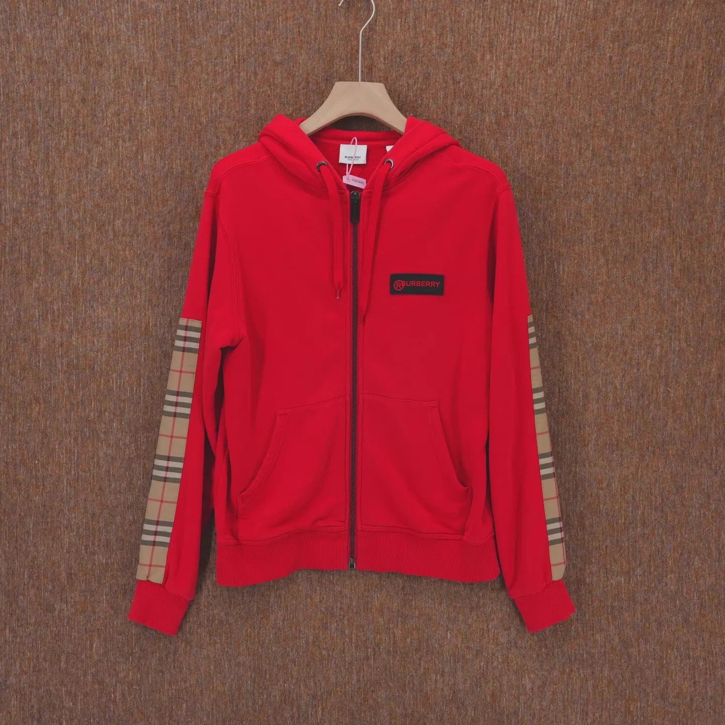 Burberry Burberry Red Arm Check Zipper Sweatshirt XS Size US XS / EU 42 / 0 - 1 Thumbnail