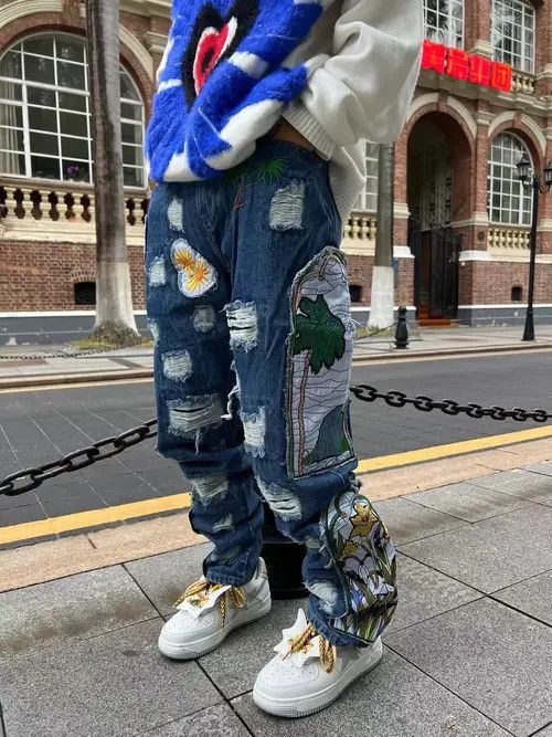 Japanese Brand Y2K Harajuku Patch Grunge Hip Hop Jeans Trousers Size US 34 / EU 50 - 5 Thumbnail