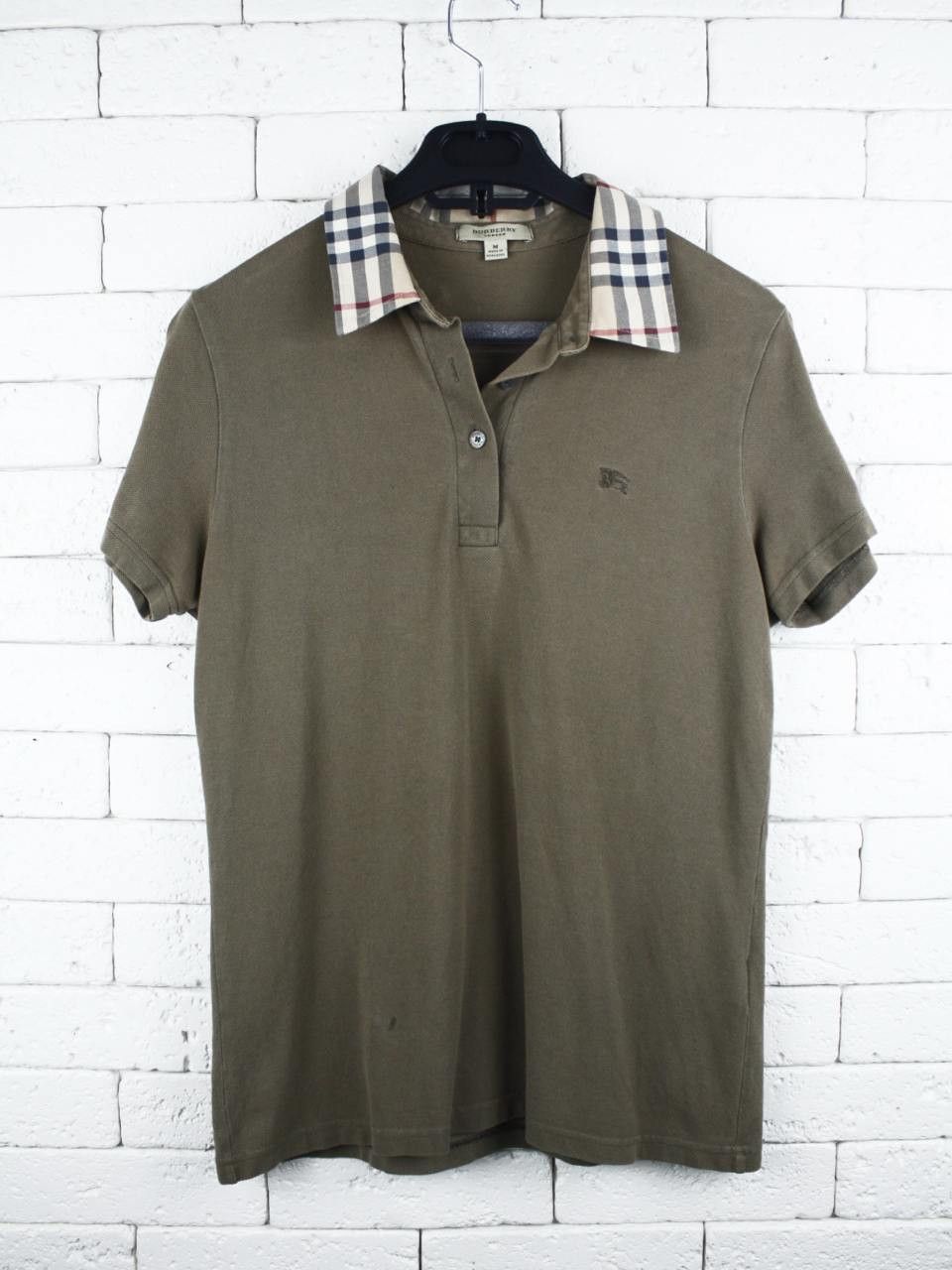 Burberry Burberry Olive Green Polo Shirt Nova Check Collar Vintage Size US S / EU 44-46 / 1 - 1 Thumbnail