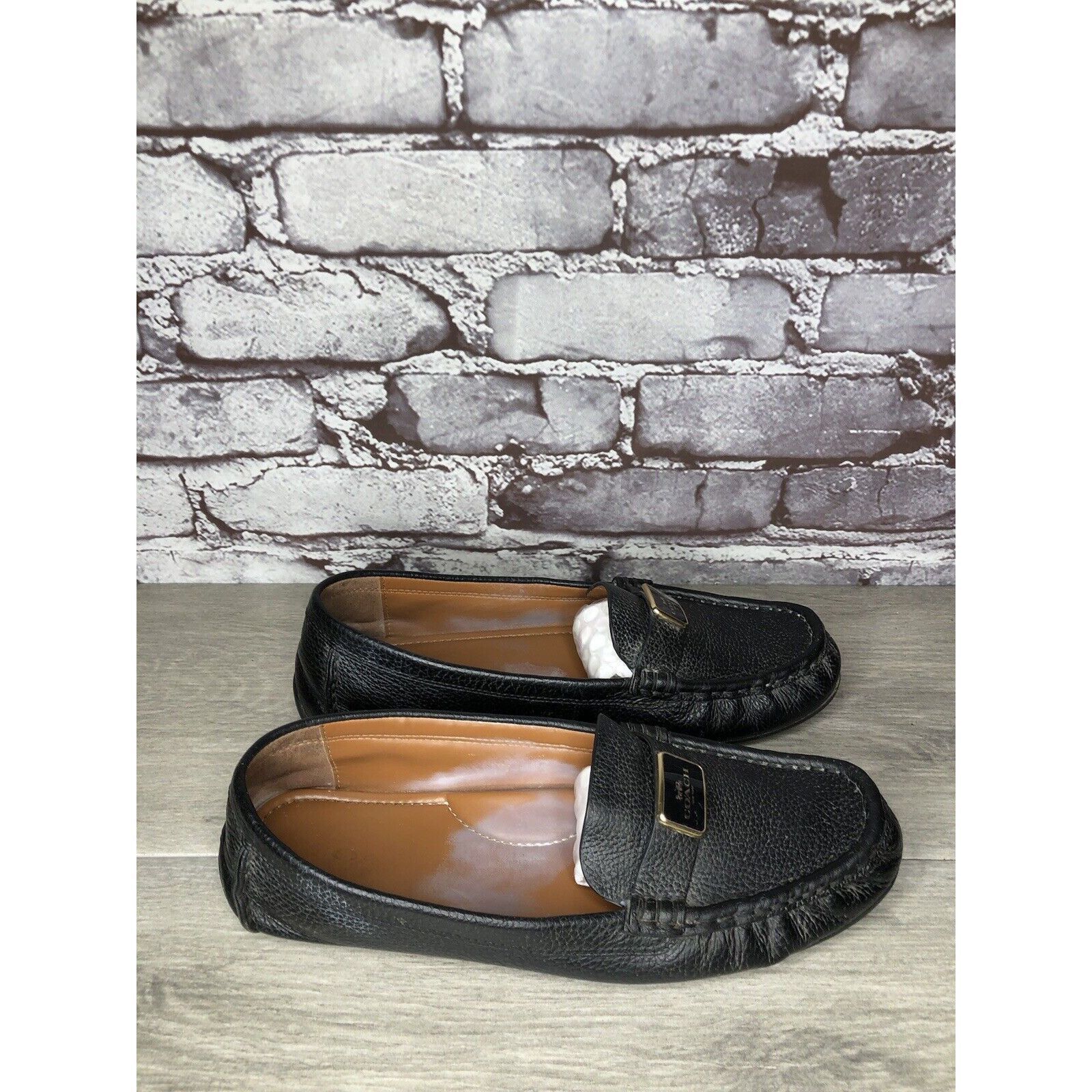 Coach Coach Black Pebbled Leather Badge Moccasin Loafers Shoes Wom Size US 8.5 / IT 38.5 - 21 Thumbnail