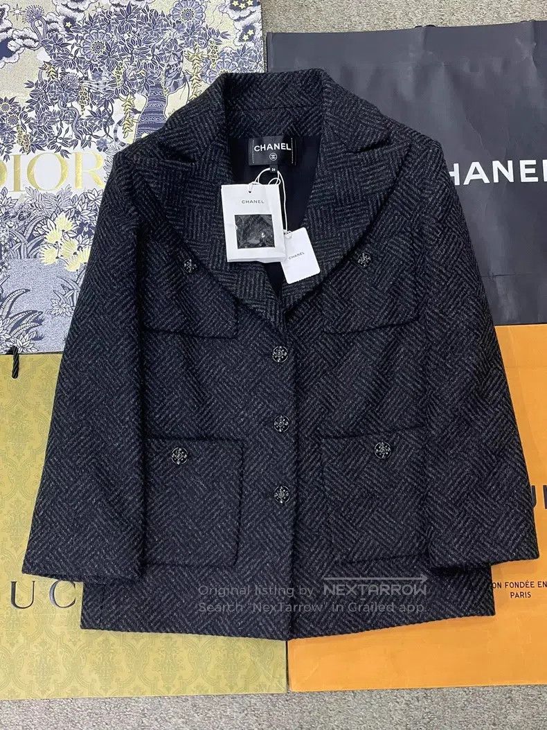 Chanel Chanel Black and gray striped four-pocket jacket Size XS / US 0-2 / IT 36-38 - 1 Thumbnail