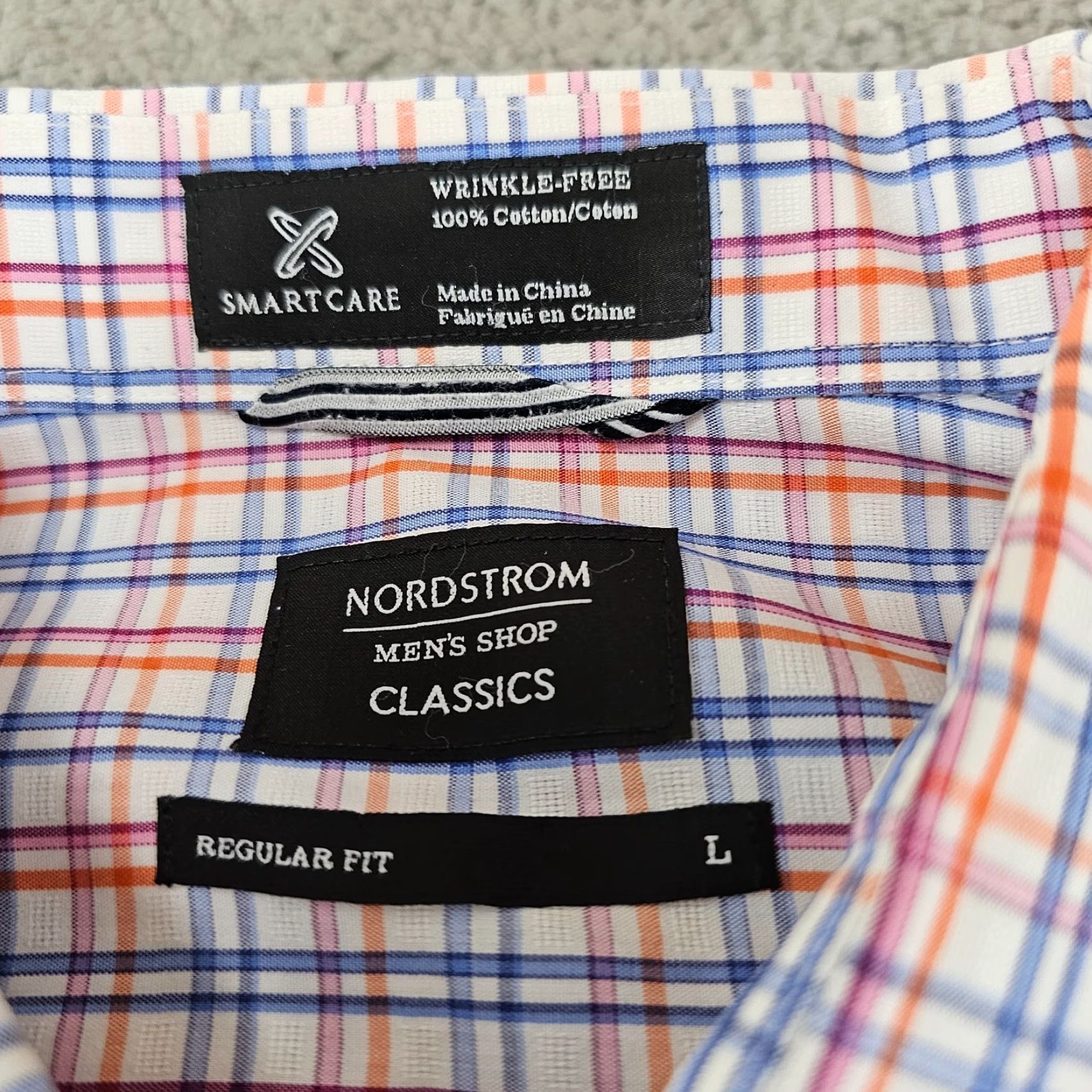 Nordstrom Nordstrom Dress Shirt Mens Large Classics Regular Fit Multi Color Check Cotton Shirt Regular Mens Nordstrom Dress Shirt Color Multicolor Check Cotton Size 42R - 4 Thumbnail