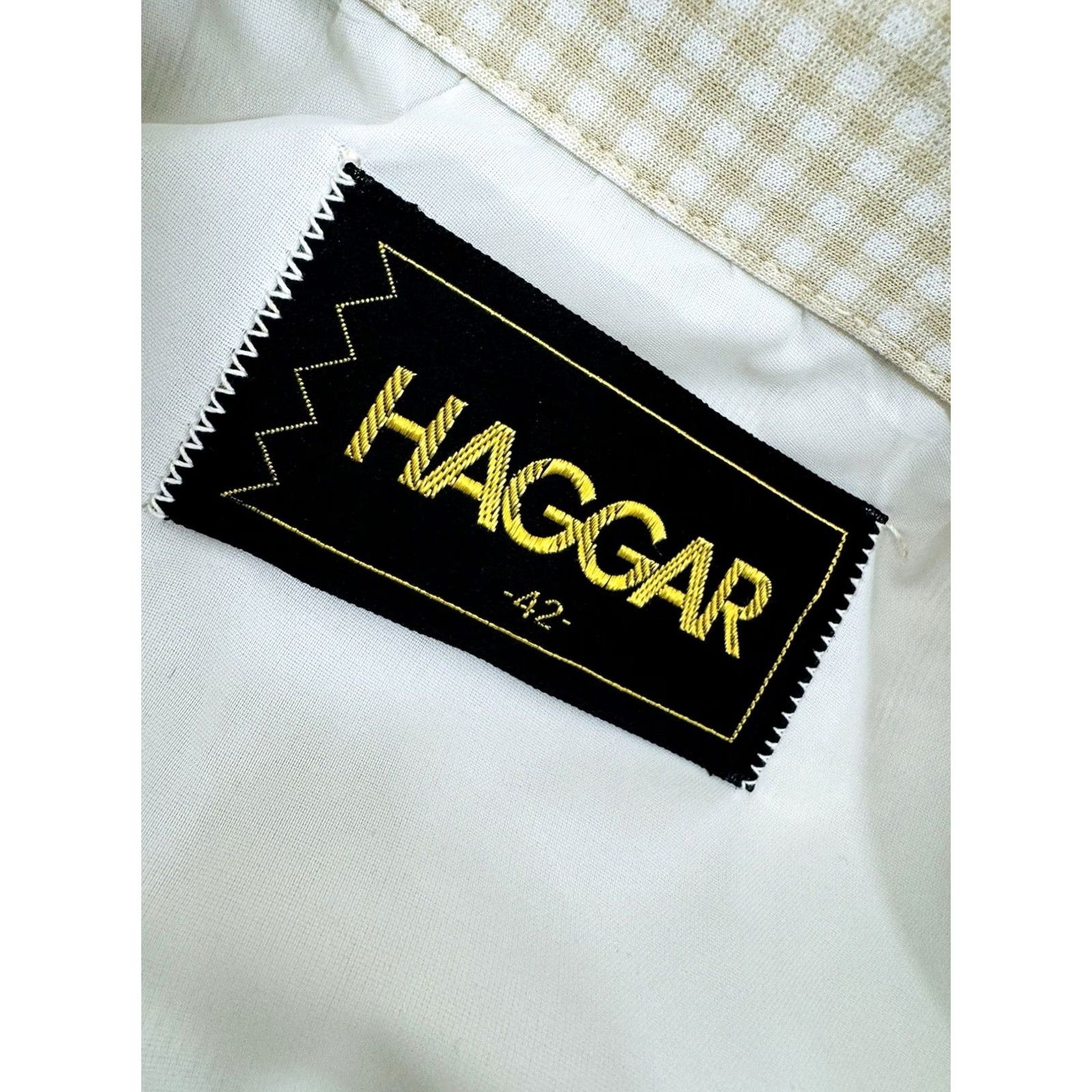Haggar HAGGAR Shirt Jacket Mens 42 Plaid Leisure Vintage EXCELLENT Light Brown Beige White 1990s Disco Size US XL / EU 56 / 4 - 4 Thumbnail