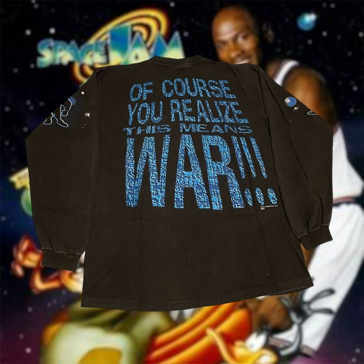 NBA × Vintage Vintage 1996 Space Jam Movie Promo Basketball LS Tee Size US M / EU 48-50 / 2 - 2 Thumbnail