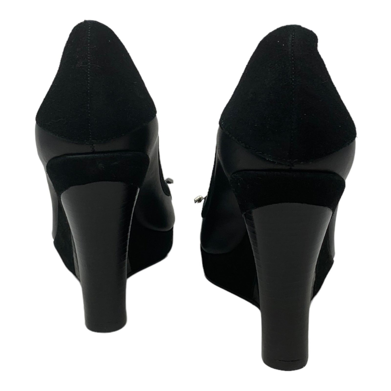 Karen Millen Karen Millen Black Leather Peep Toes Wedge Shoes size 39 - 8 Size US 8 / IT 38 - 5 Thumbnail