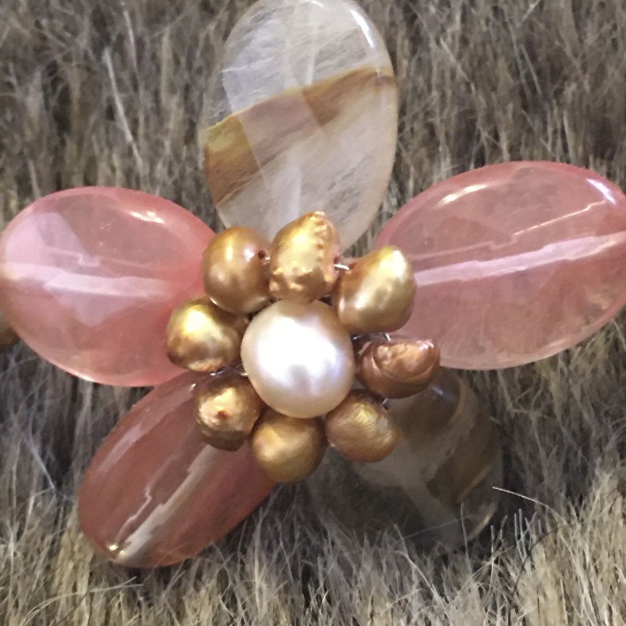 Handmade Handcrafted elegant cherry quartz genuine pearl necklace Size ONE SIZE - 7 Thumbnail