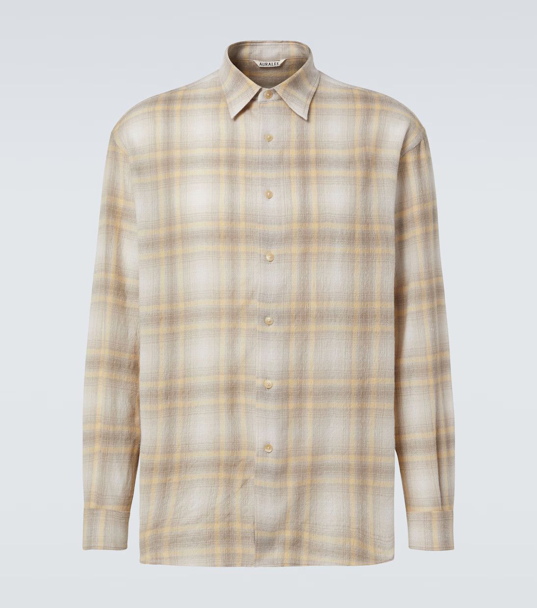 Auralee 💚 Auralee Airy Wool Check Shirt Yellow Gray Check NEW Size US XL / EU 56 / 4 - 1 Thumbnail