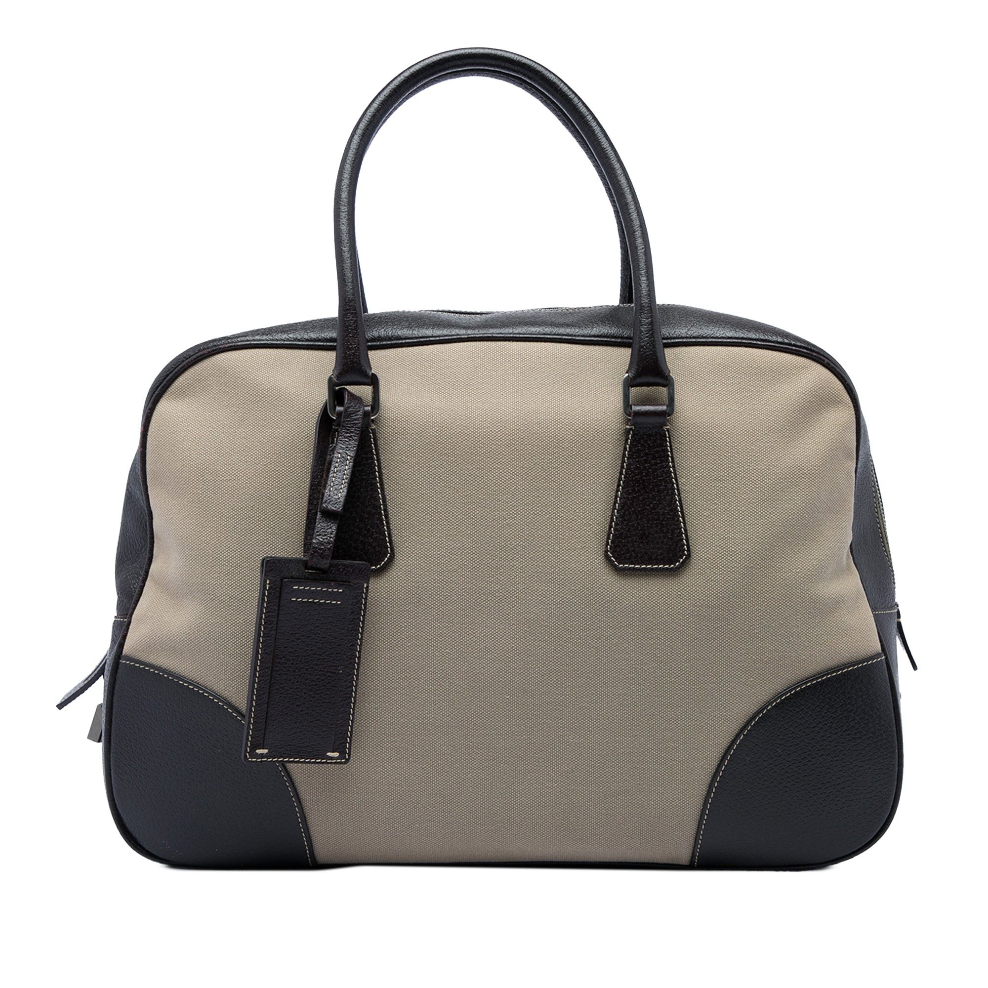 Prada Cinghiale Trimmed Canvas Canapa Bauletto Bag Size ONE SIZE - 1 Thumbnail
