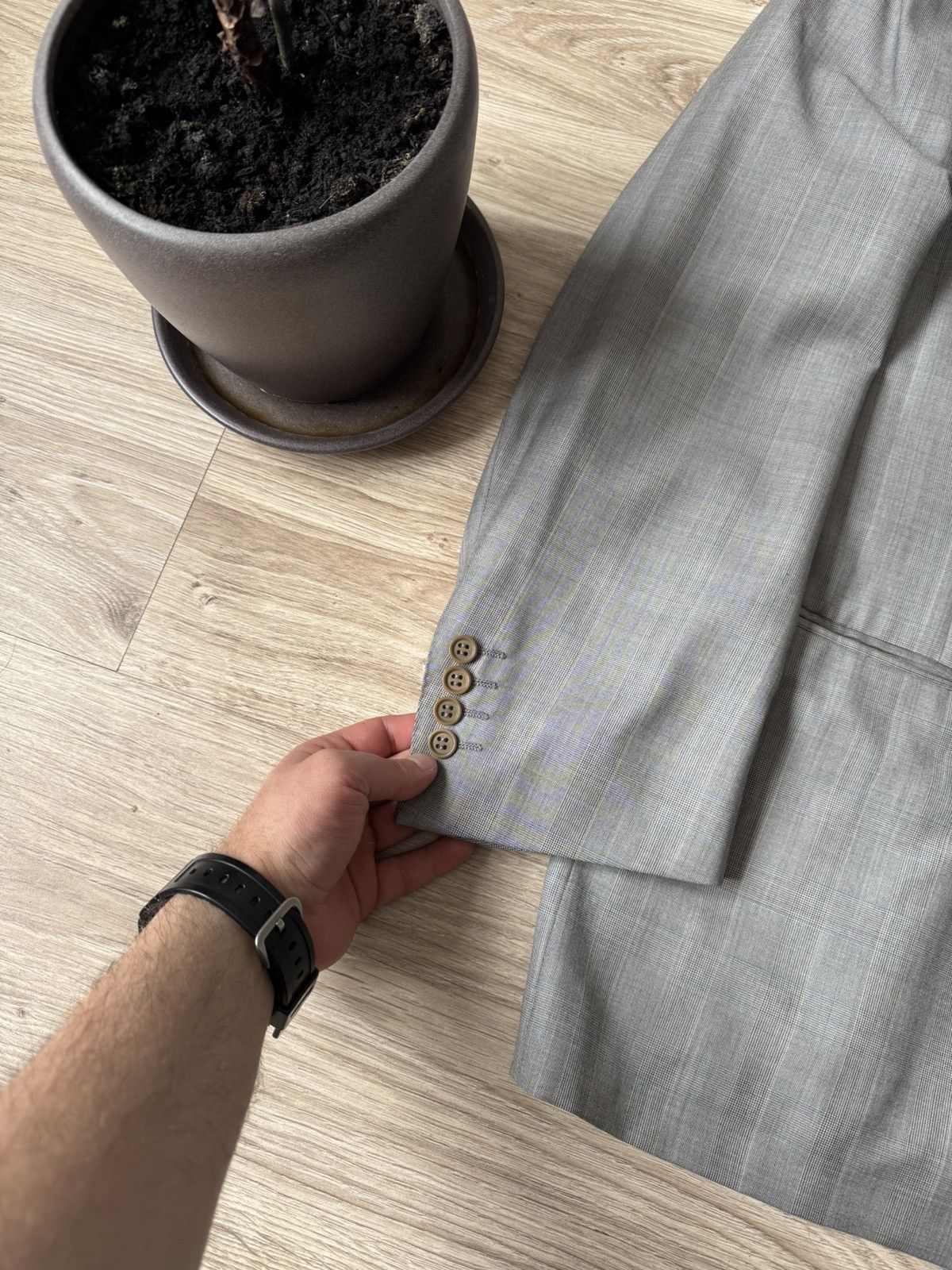 Canali Canali Gray Wool Double Breast Blazer Size 54R - 3 Thumbnail
