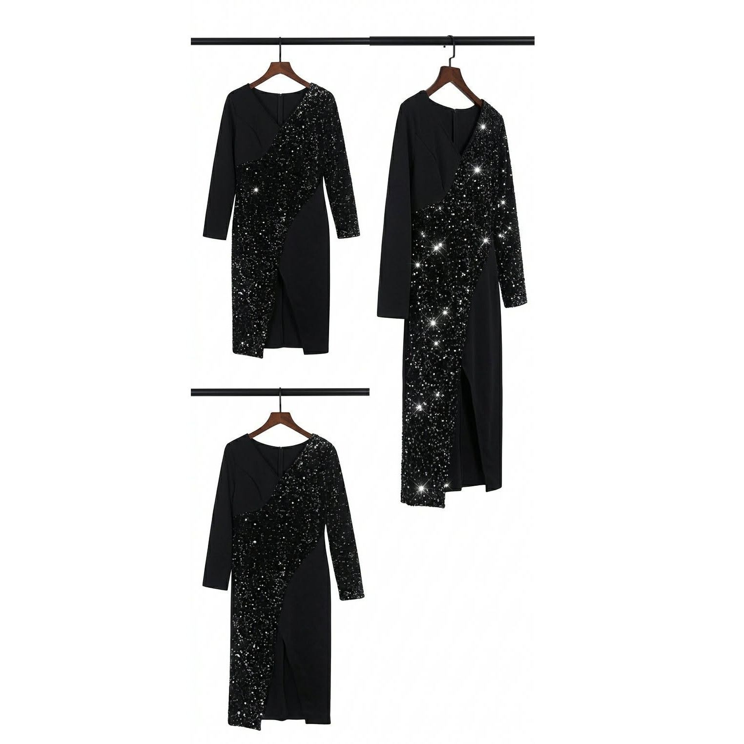Other Formal Gown Dress Black long Sleeved Sequin Bead Jeweled 3XL Size 3XL / US 20-22 - 4 Thumbnail