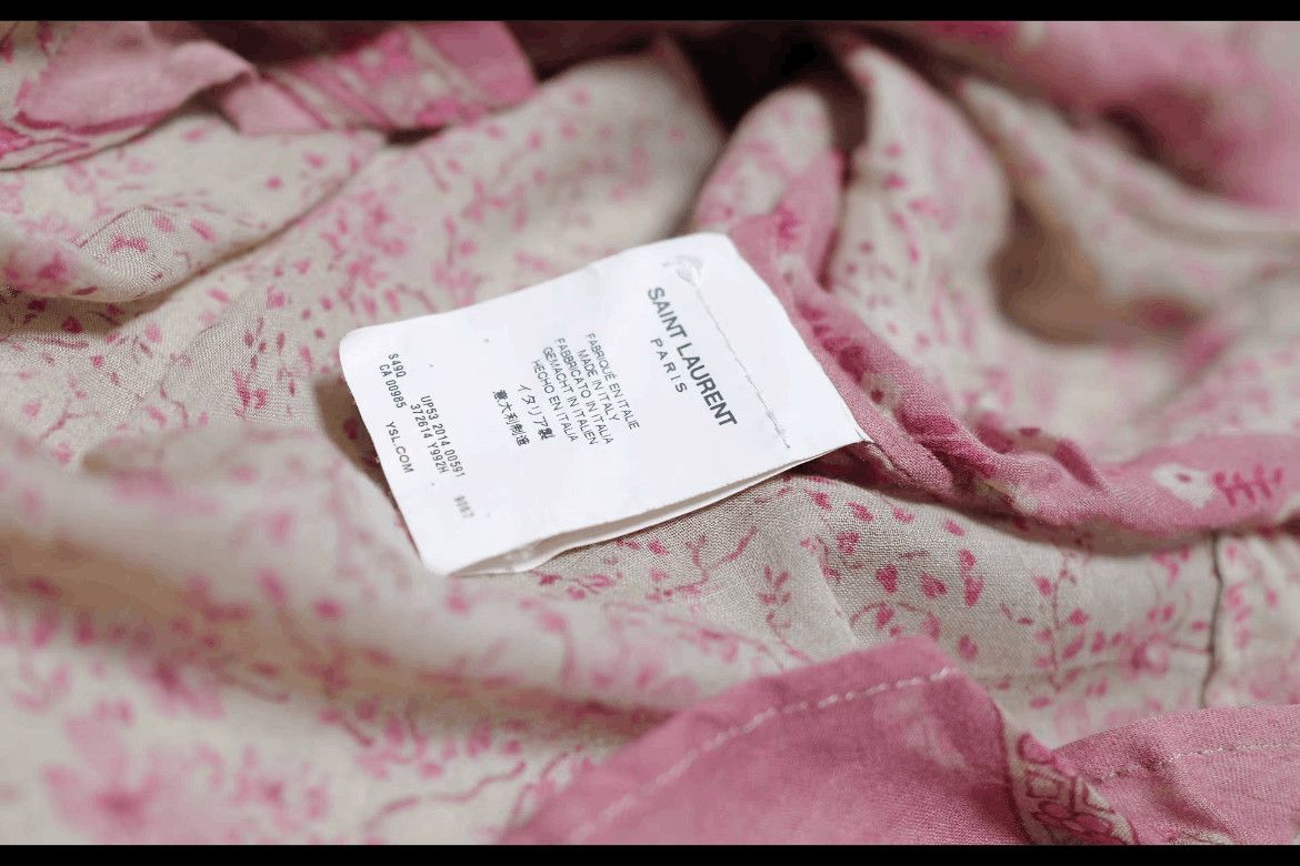 Saint Laurent Paris Sz 39 Saint Laurent Paris 15SS Flower Print Stripe Shirt Size US M / EU 48-50 / 2 - 4 Thumbnail