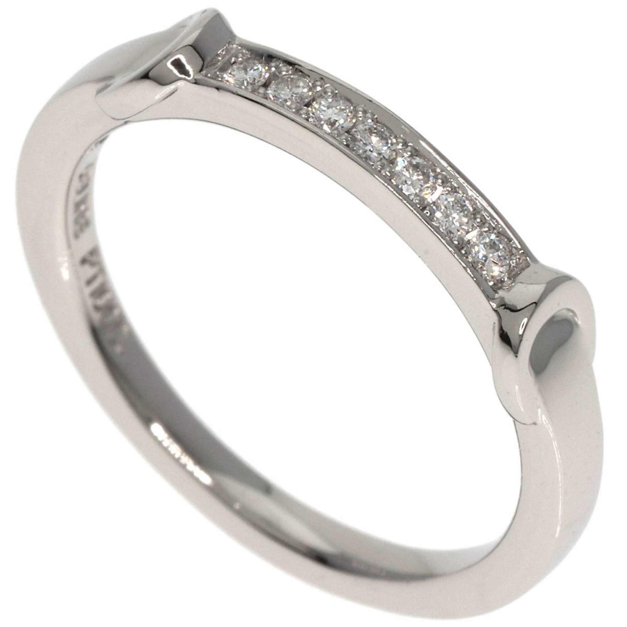 image of Celine~ C Diamond Ring Platinum Pt1000 Women's in Silver