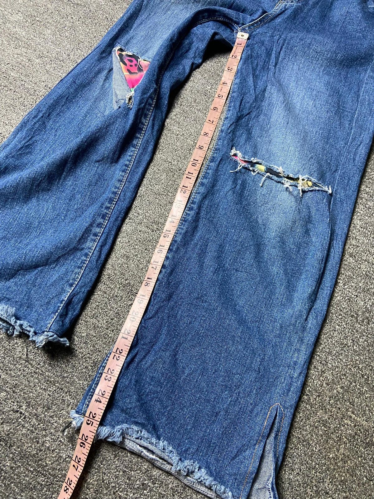 Japanese Brand Chou Chou Angelina Wide Leg Denim Jeans with Patches (165) Size 24" / US 00 / IT 34 - 9 Thumbnail