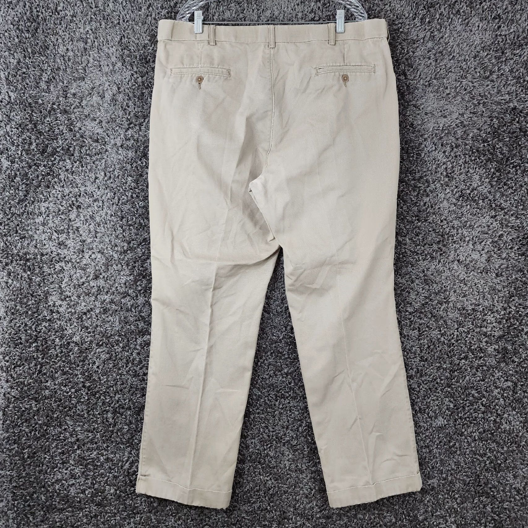 Vintage Cabela's Men's Beige Pleated Straight Cuffed Dress Pants - 40x32 Mens Size US 40 / EU 56 - 6 Thumbnail