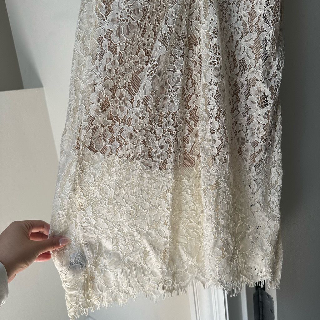 Zara White Lace Midi Dress Romantic & Feminine Size S / US 4 / IT 40 - 8 Thumbnail