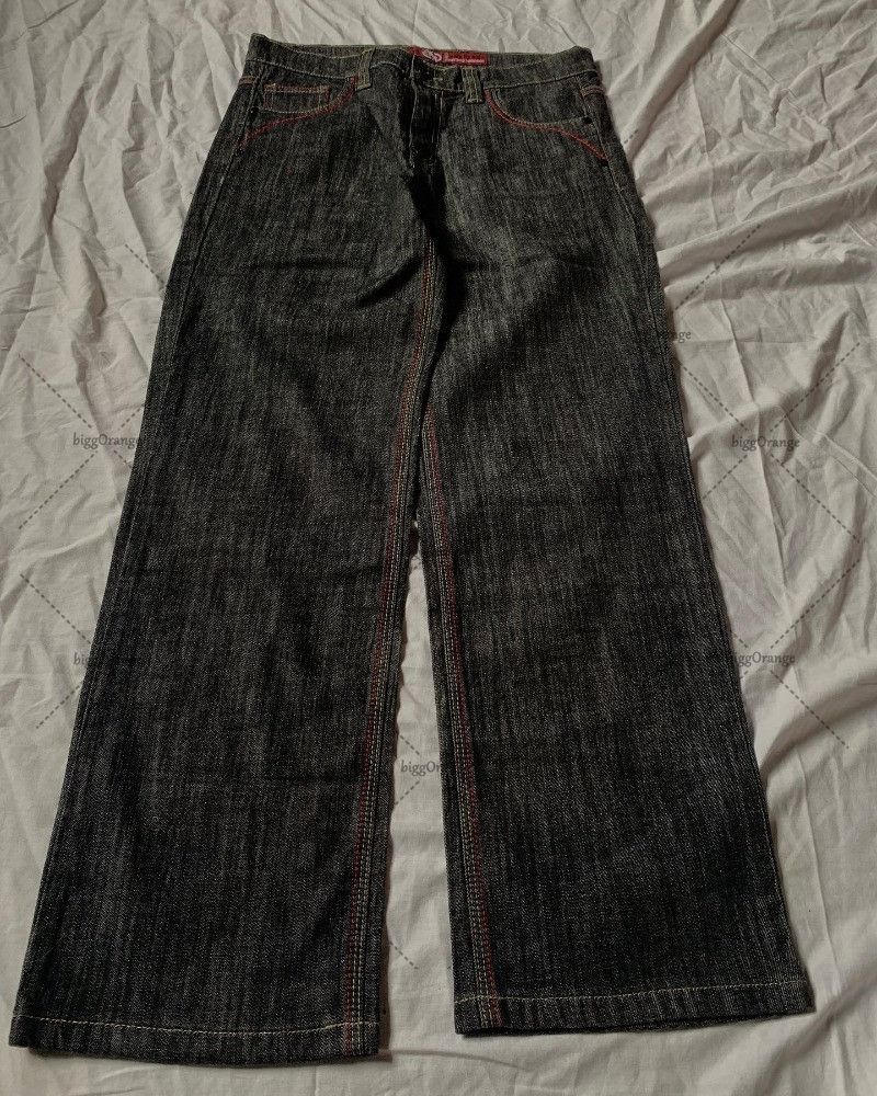 image of Vintage Patchwork Monogram Embroidered Jeans, Men's (Size 34)