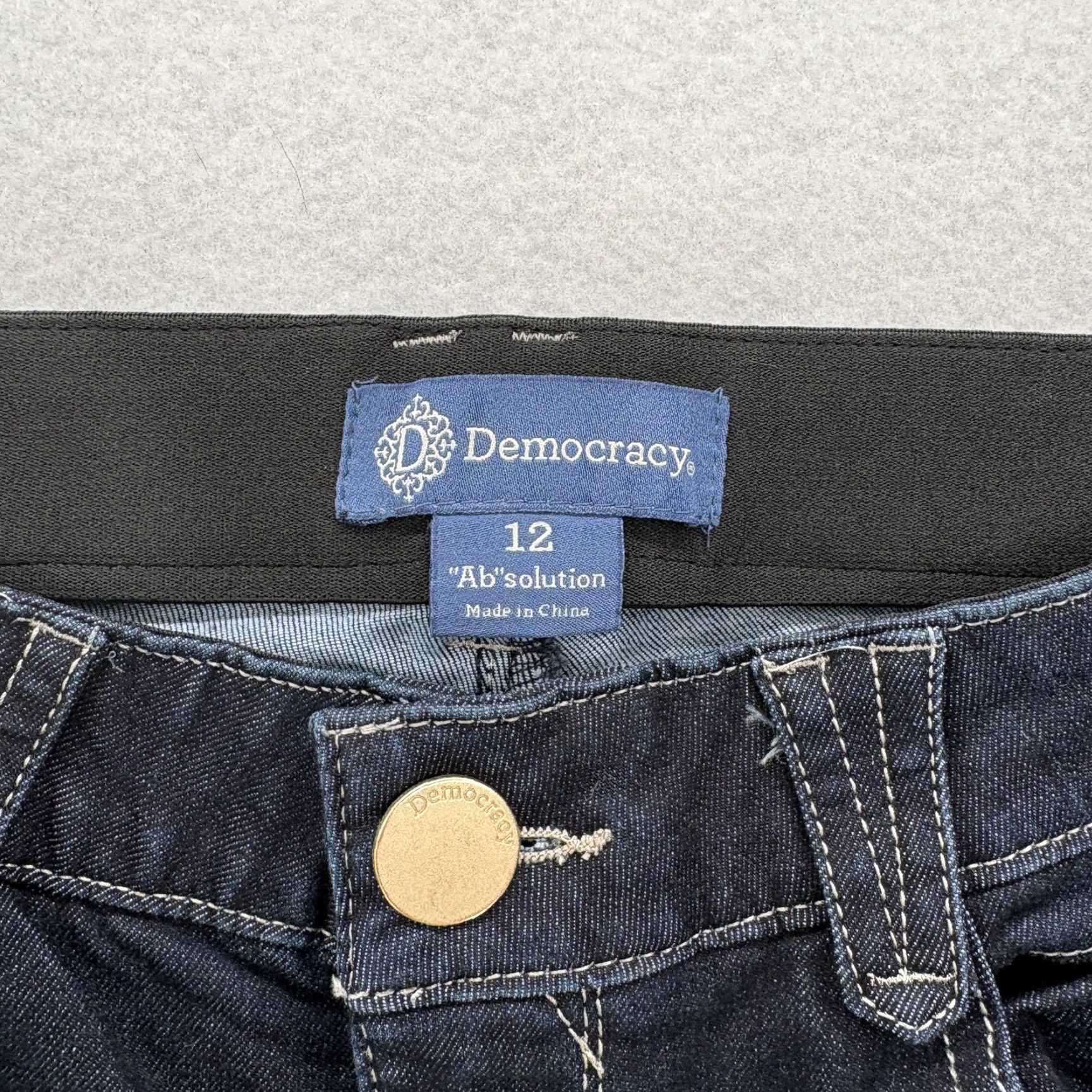 Vintage Democracy Jeans Ankle Womens 12 Blue Mid Rise Slim Stretch Denim 5-Pocket Zipper Button Pocketing N/A Size 34" / US 12 / IT 48 - 3 Thumbnail