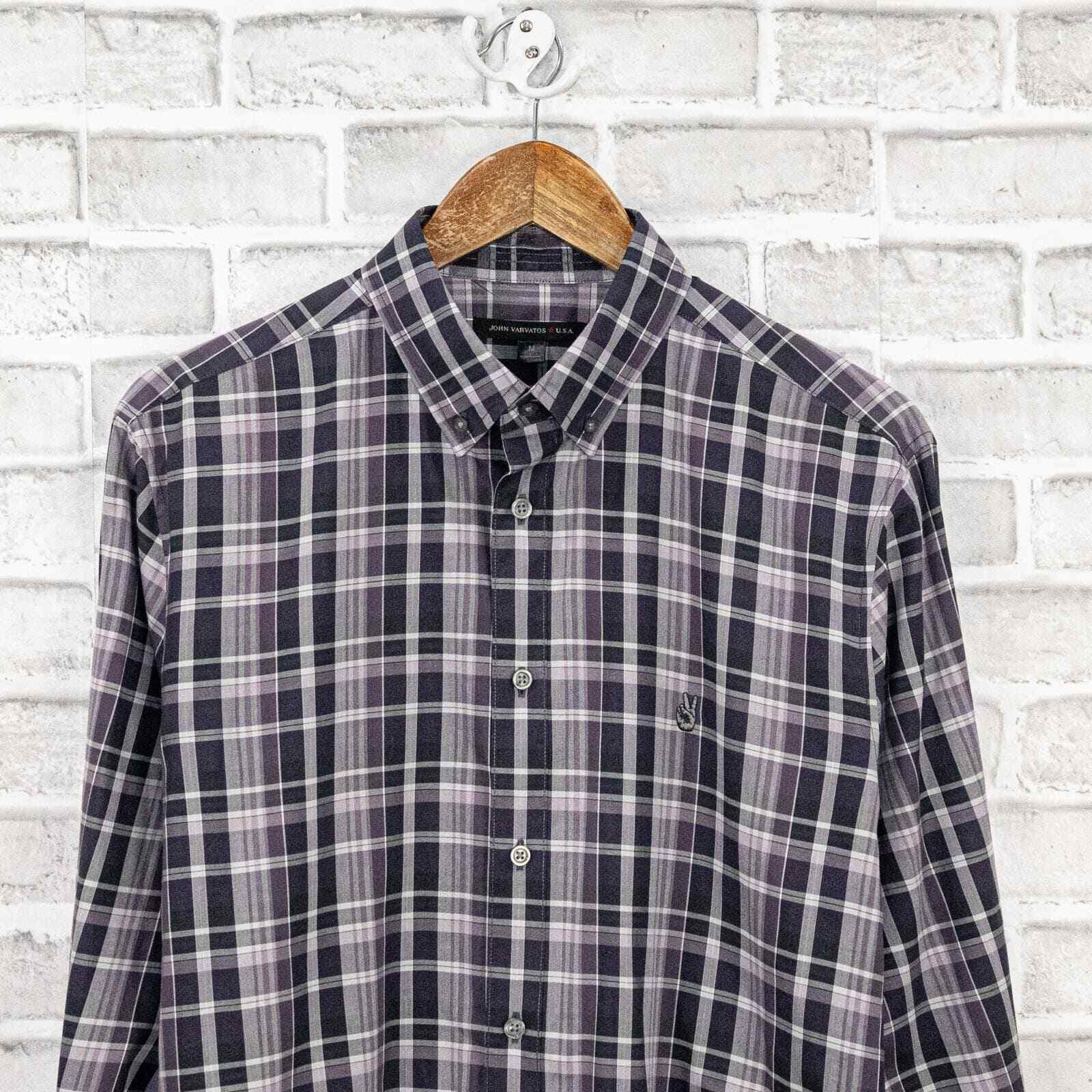 John Varvatos John Varvatos Peace Logo Button down Shirt Purple Gray Plaid Size US M / EU 48-50 / 2 - 4 Thumbnail