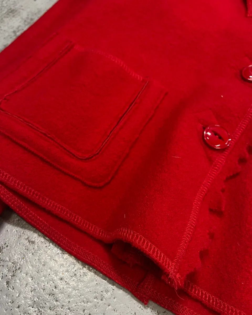 Marithe + Francois Girbaud 1990s Marithé + François Girbaud Red Wool Scalloped Collar Jacket Size M / US 6-8 / IT 42-44 - 7 Thumbnail