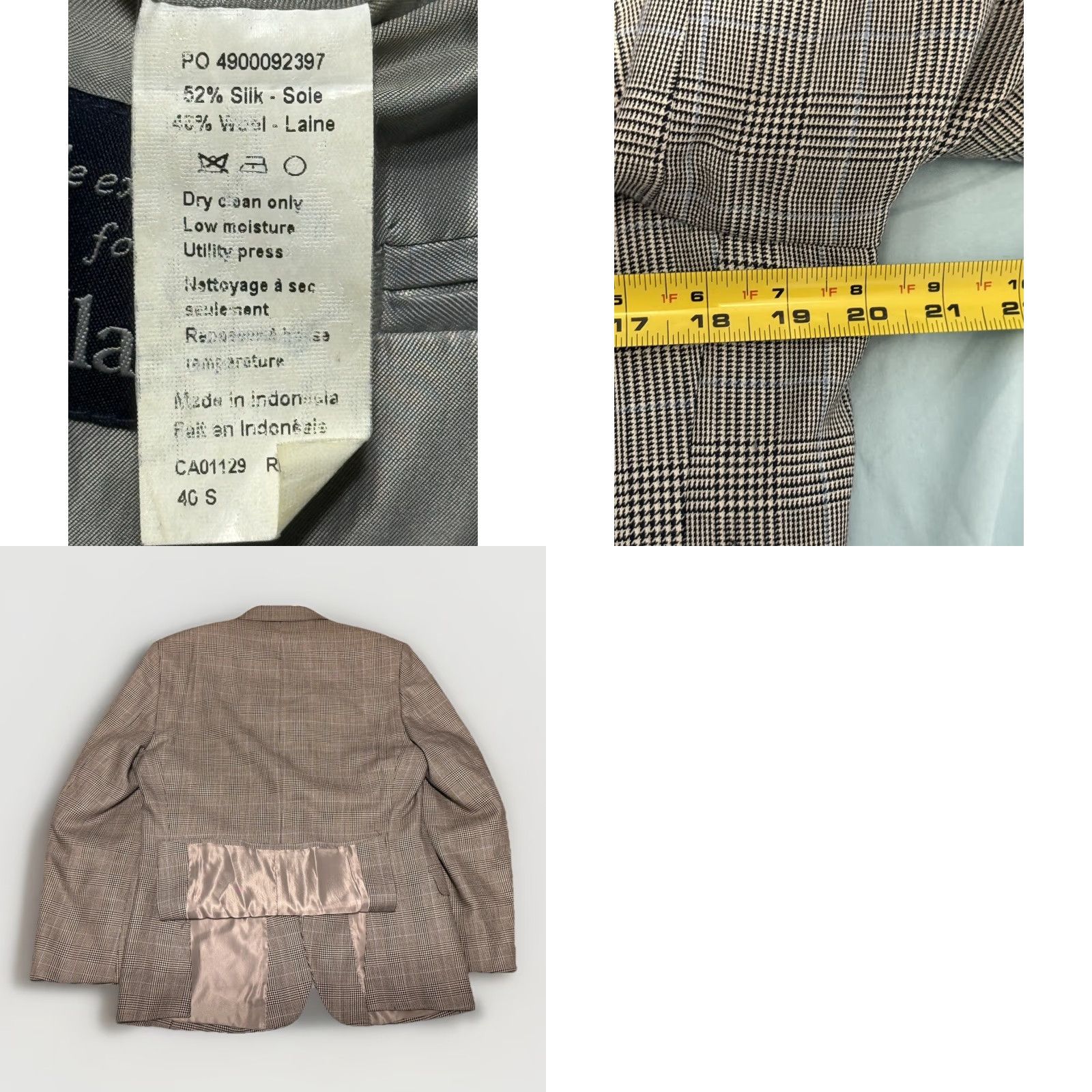 Ralph Lauren Ralph Lauren Men's Plaid HOUNDSTOOTH BLAZER Sz 40S Wool/Silk Blend Jacket Size 40R - 8 Thumbnail