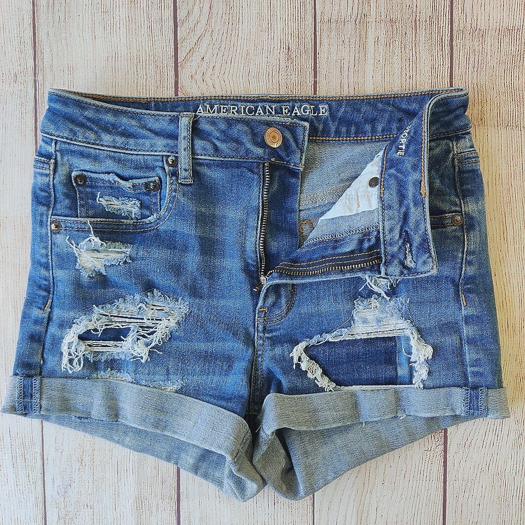 American Eagle Outfitters Super Hi-Rise Shortie cuffed denim shorts 4 Size 27" / US 4 / IT 40 - 3 Thumbnail