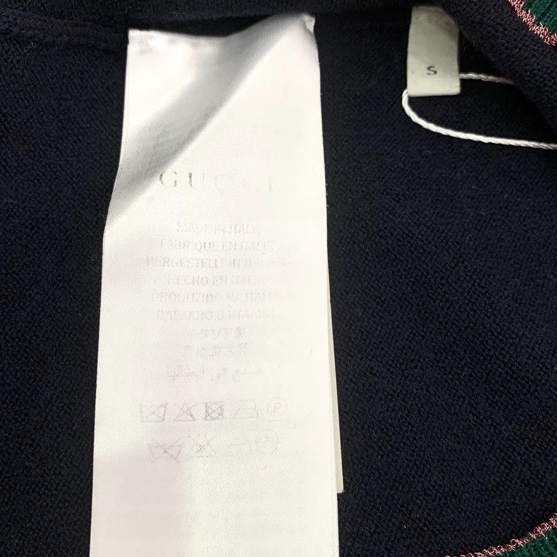 Gucci Gucci Dark blue striped V-neck knitted cardigan jacket 2502 Size US S / EU 44-46 / 1 - 6 Thumbnail
