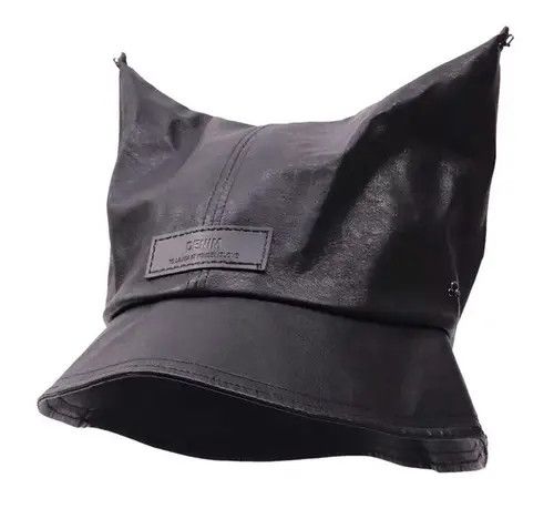 Other Y2k punk cat ears pu leather bucket hat aesthetic Size ONE SIZE - 7 Thumbnail