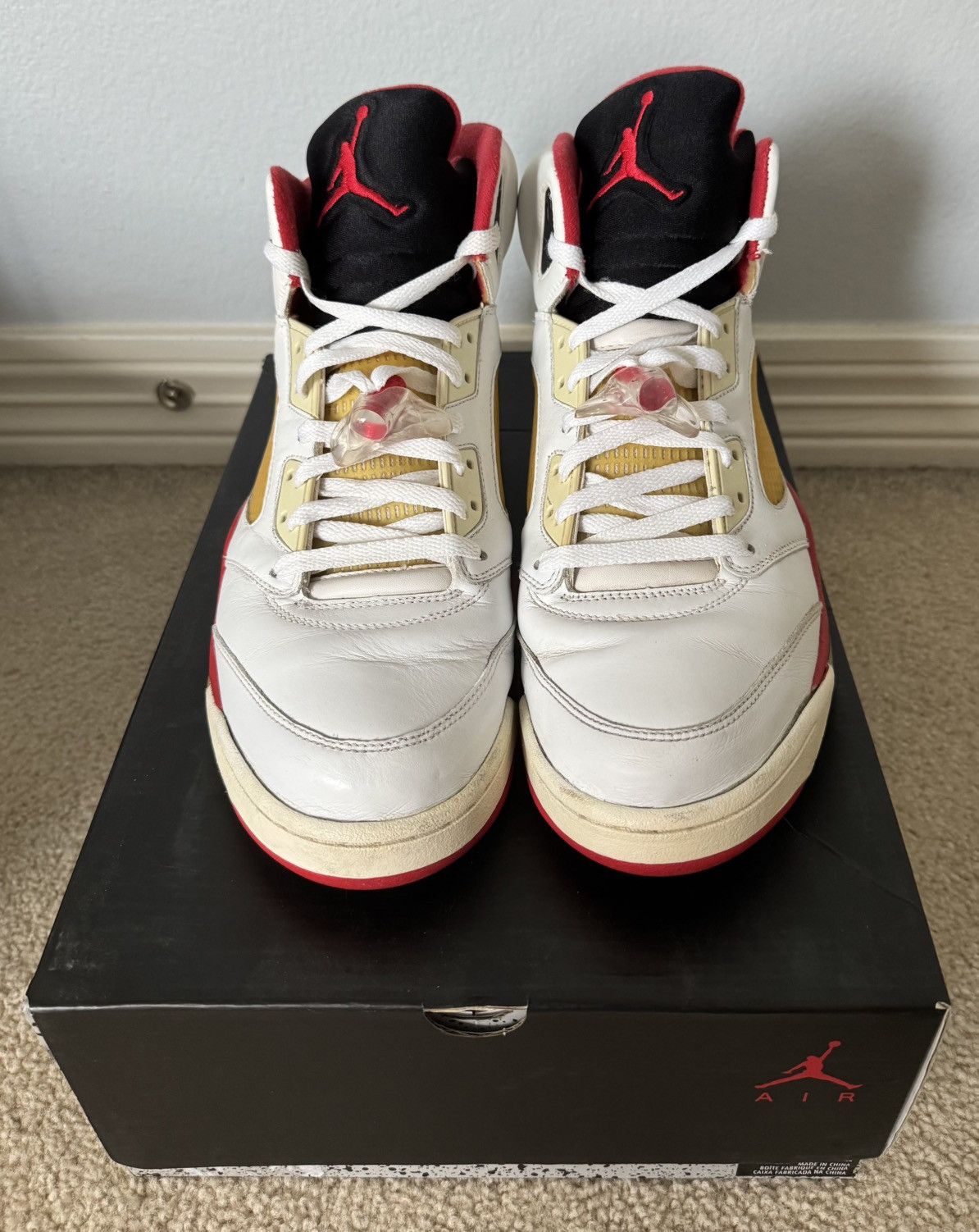 Jordan Brand 2006 Jordan Retro 5 Fire Red Black Tongue *needs sole swap Size US 12 / EU 45 - 1 Thumbnail