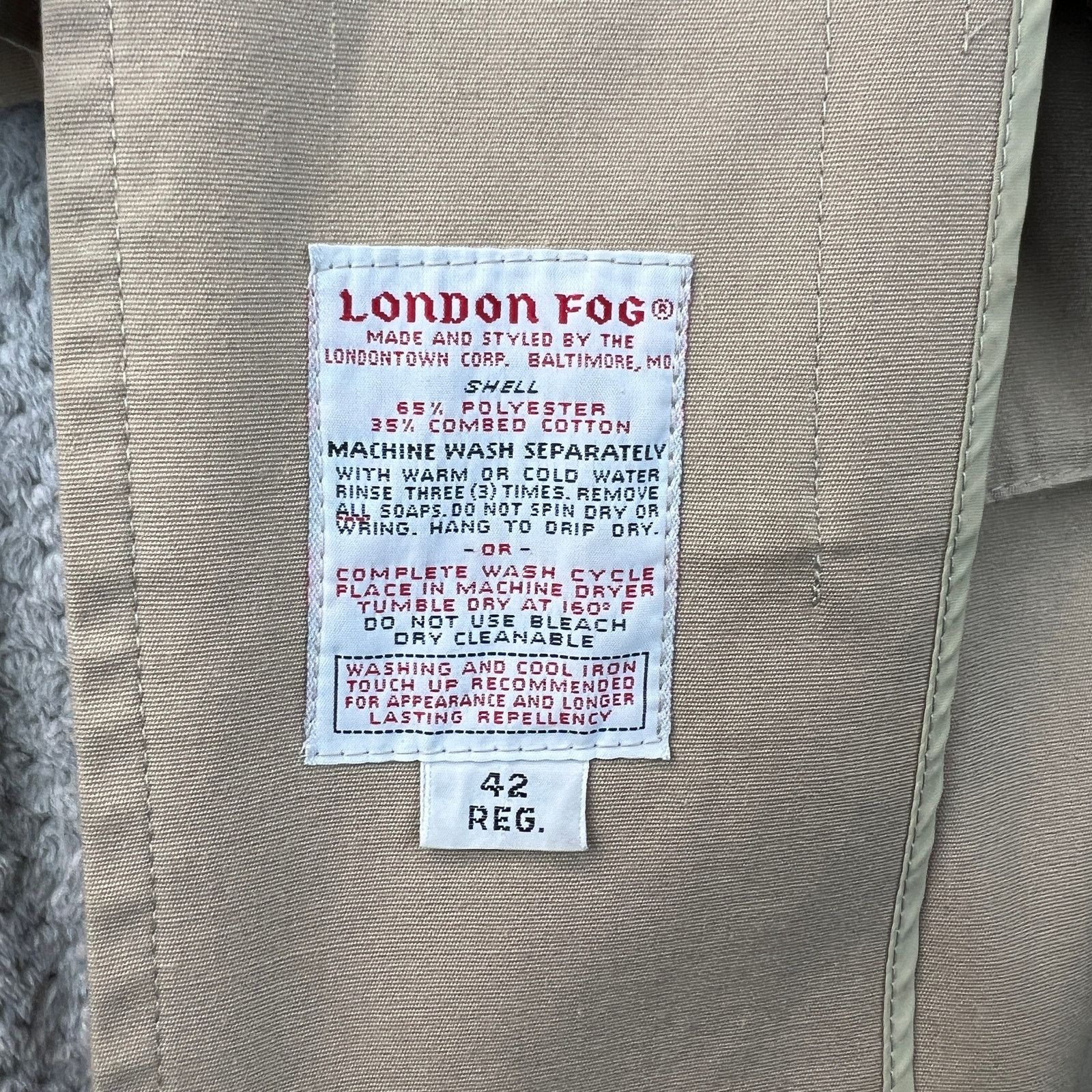London Fog Vintage London Fog Mens Maincoats Canvas Trench Coat 42R Size US XS / EU 42 / 0 - 8 Thumbnail