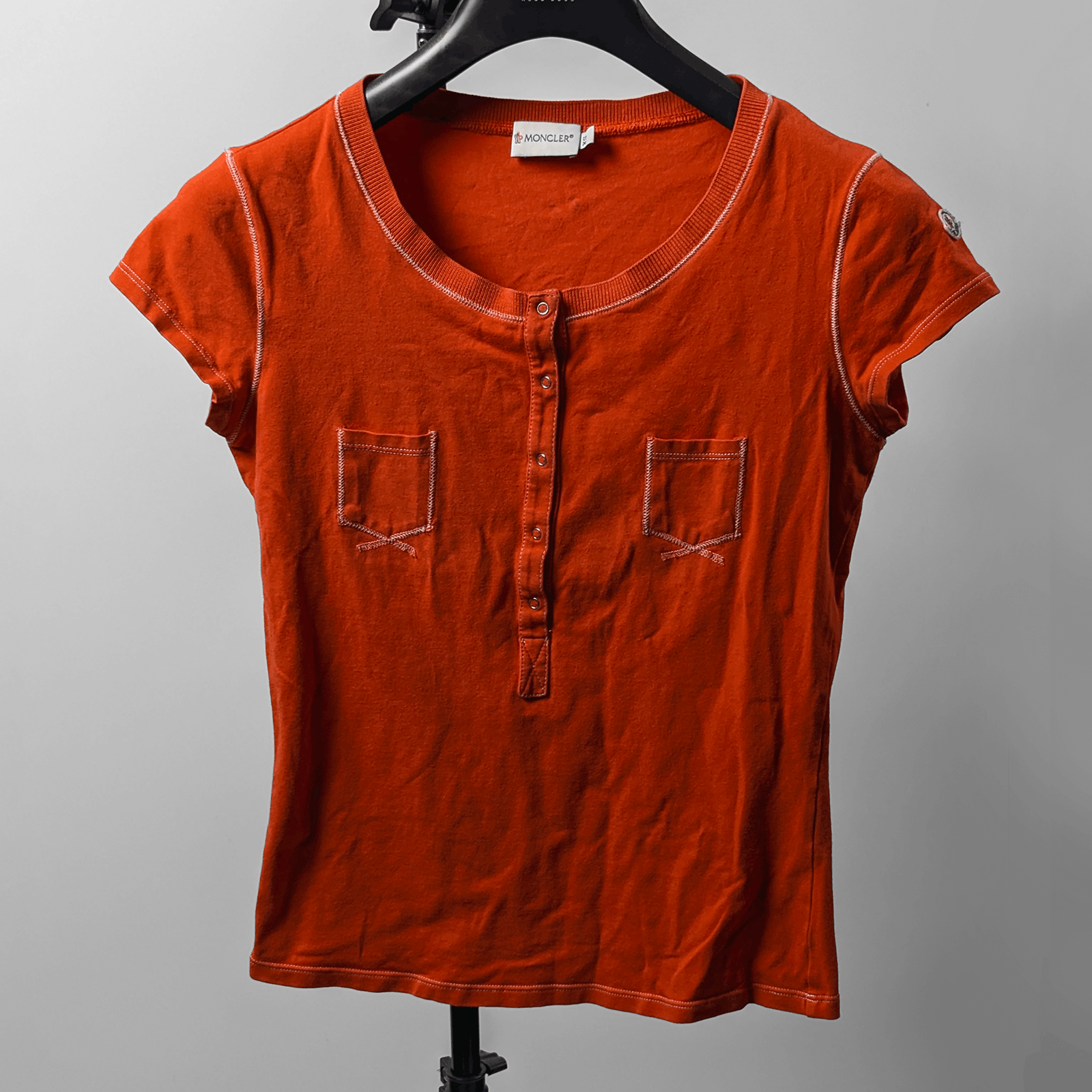 Moncler Moncler Patch Logo Orange Y2K Slim Top Blouse Shirt XS-S Size XS / US 0-2 / IT 36-38 - 1 Thumbnail