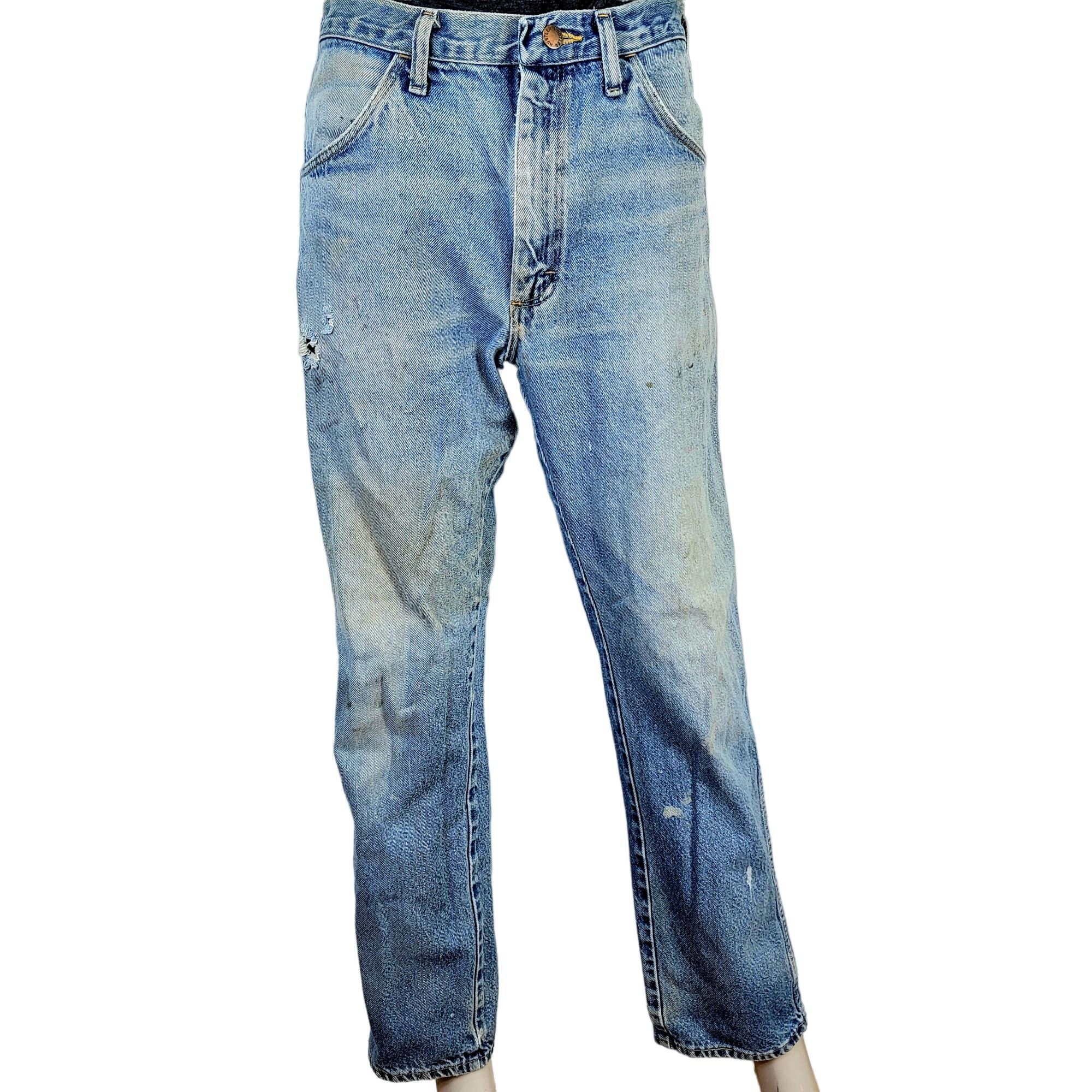 Vintage Rustler Jeans 32 x 32 Vintage 80s Denim Men Straight Leg Hig ...