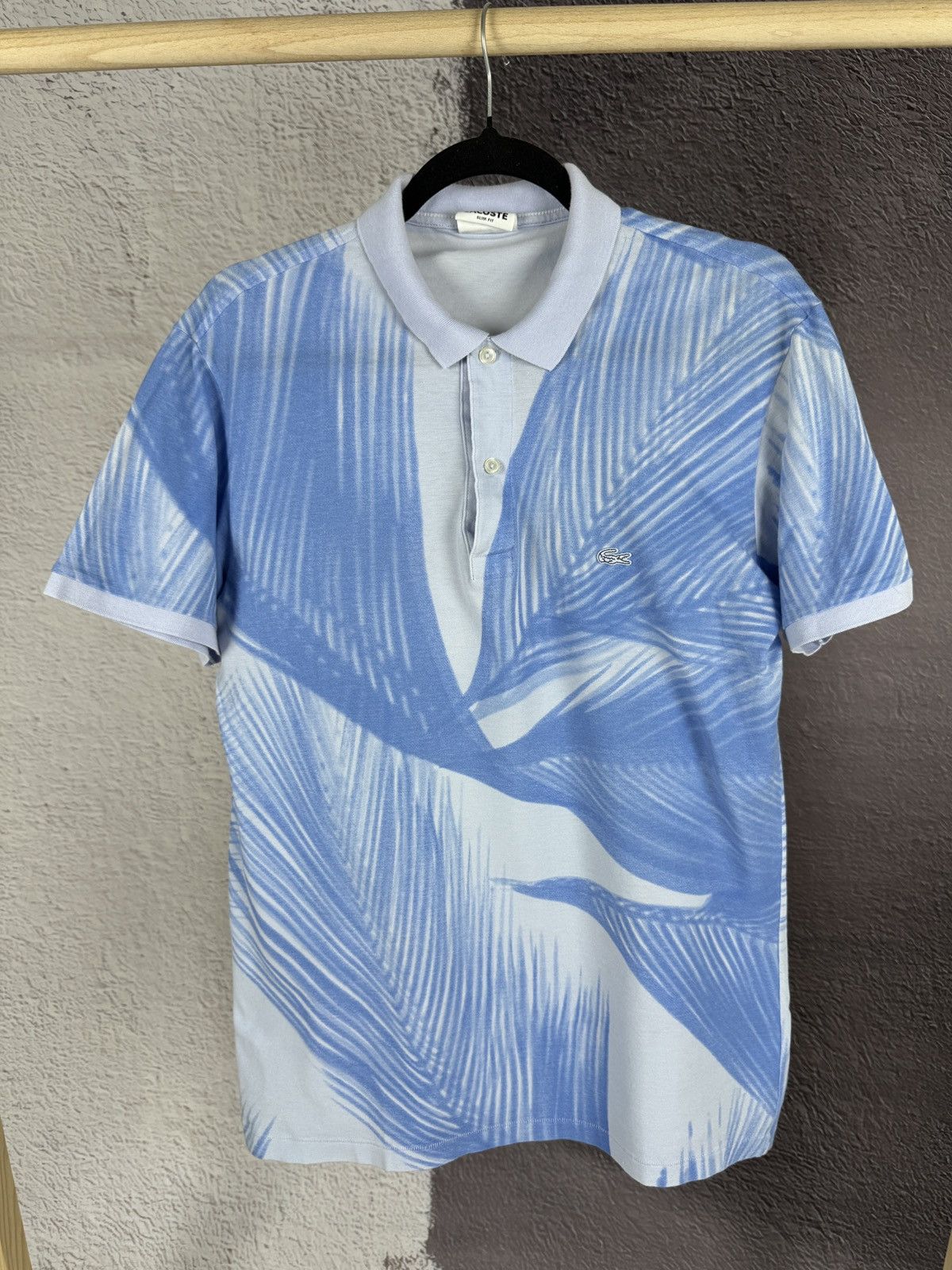 Lacoste Lacoste Pale Lilac Slim Fit Polo Blue Palm Leaf Pattern Size US L / EU 52-54 / 3 - 2 Thumbnail
