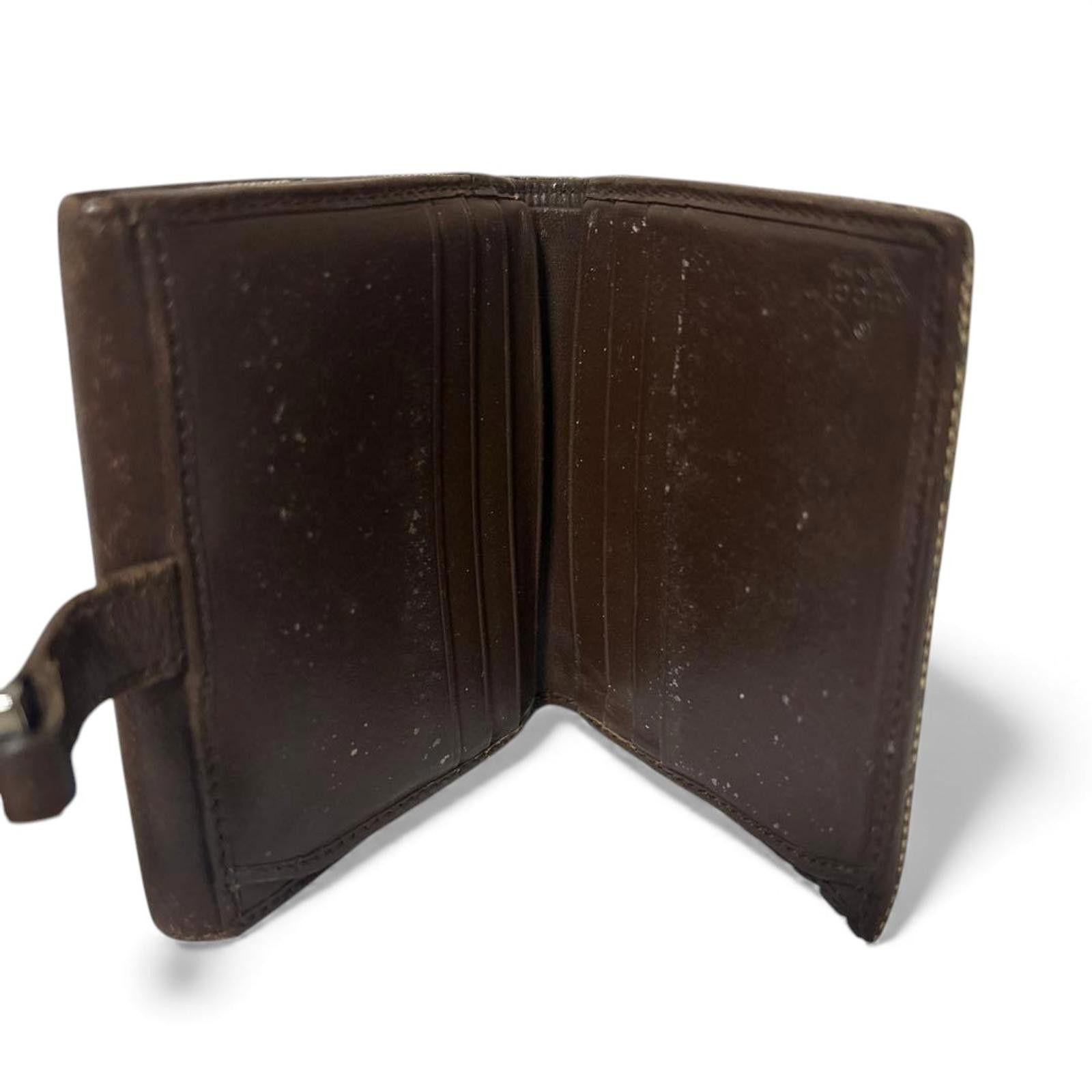 Gucci Gucci - Monogram Canvas Leather Wallet Metal Clasp Size ONE SIZE - 4 Thumbnail