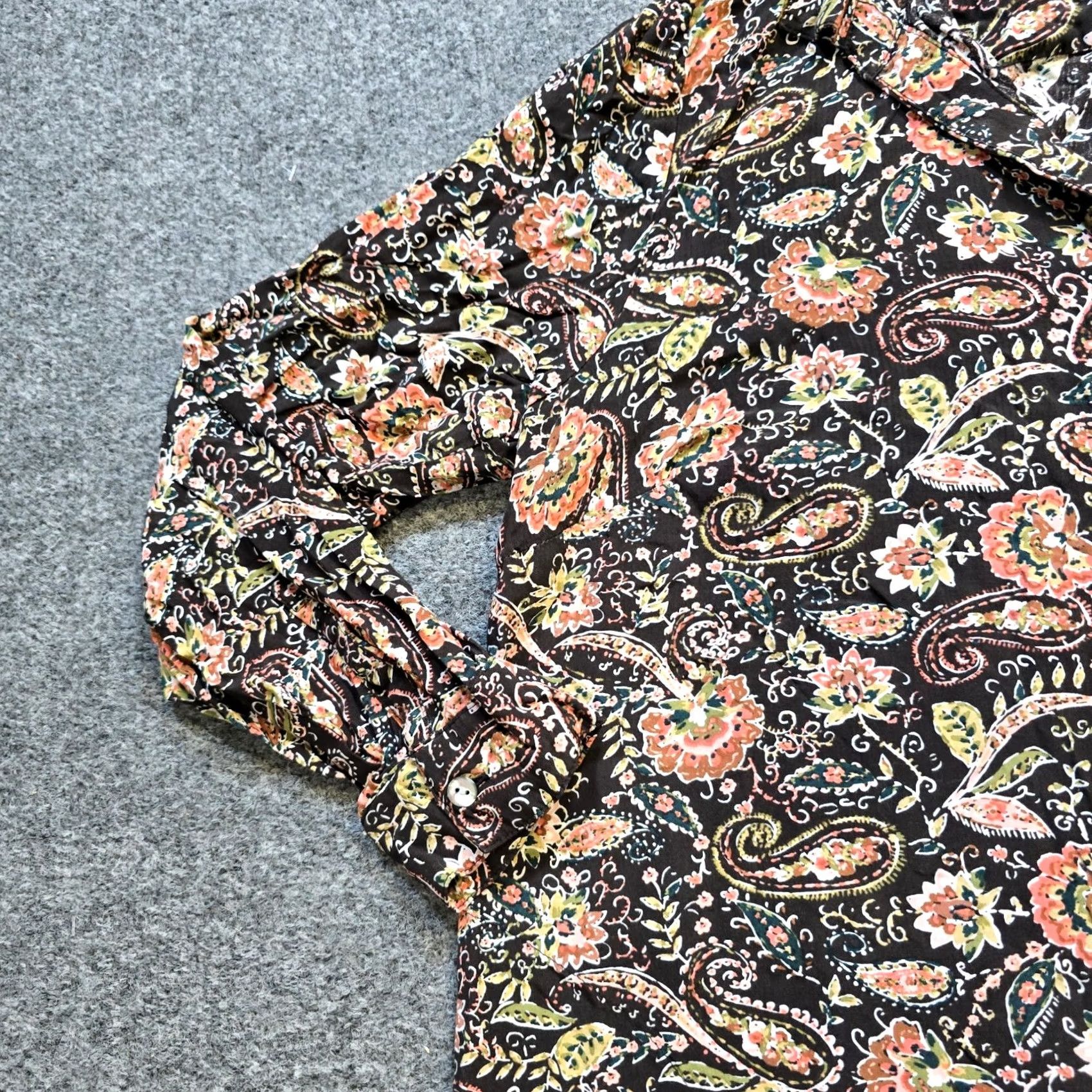 J. Jill J. Jill Top Women Large Petite Black Paisley Button Long Sleeve Casual Career Shirt Size L / US 10 / IT 46 - 4 Thumbnail