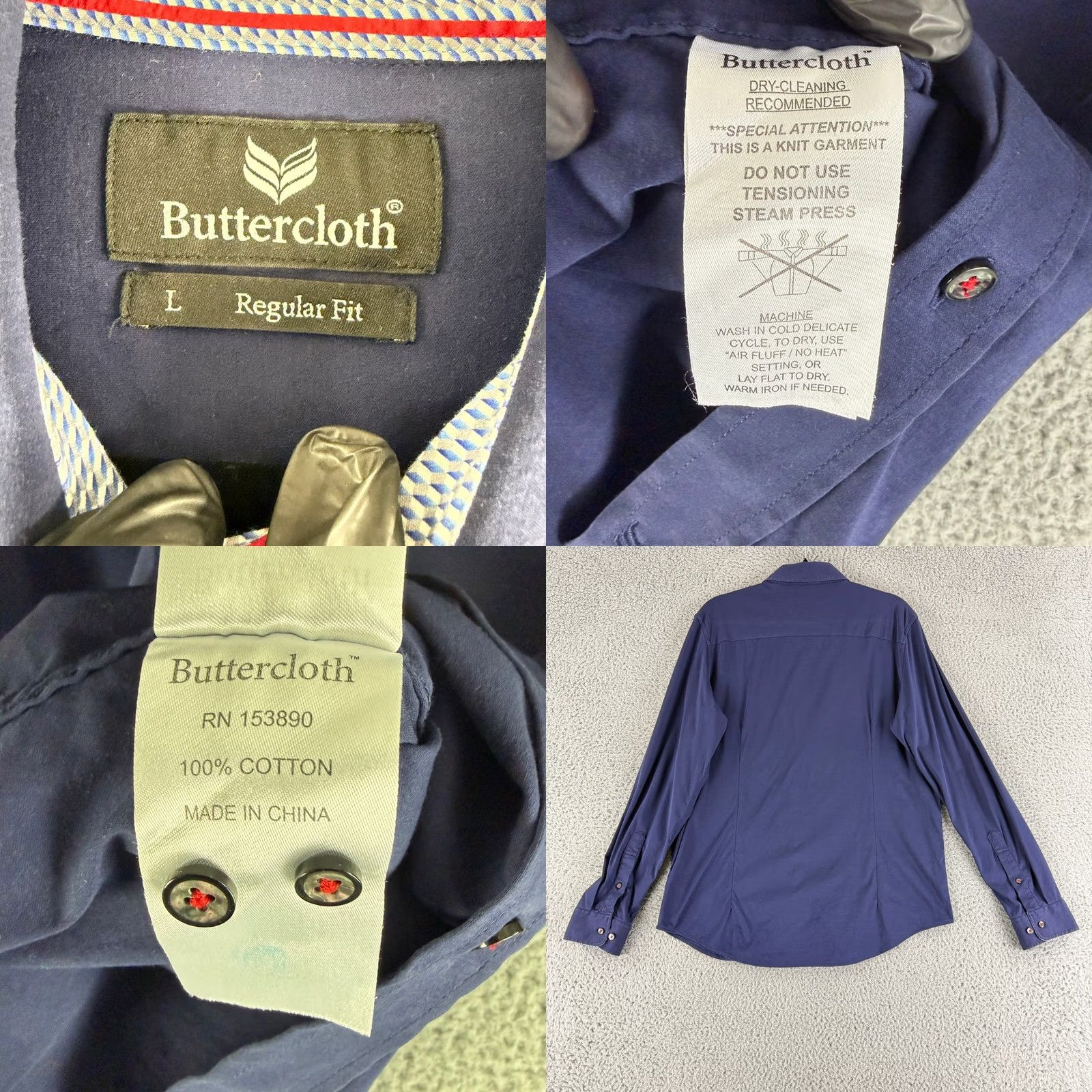 Vintage Buttercloth Button-Up Shirt Men L Blue Long Sleeve Knit Regular Fit Cotton Size US L / EU 52-54 / 3 - 8 Thumbnail