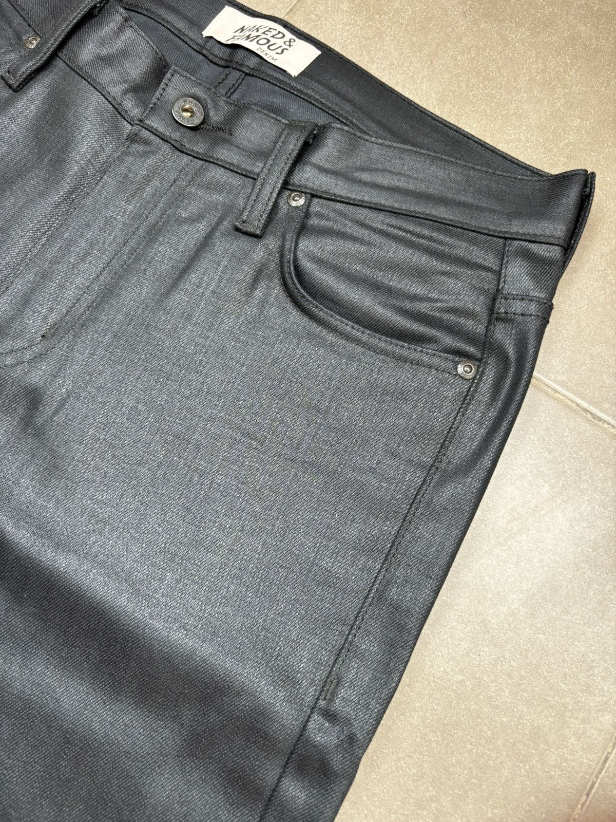 Naked & Famous Naked & Famous Denim - Black Waxed Jeans Size US 31 - 7 Thumbnail