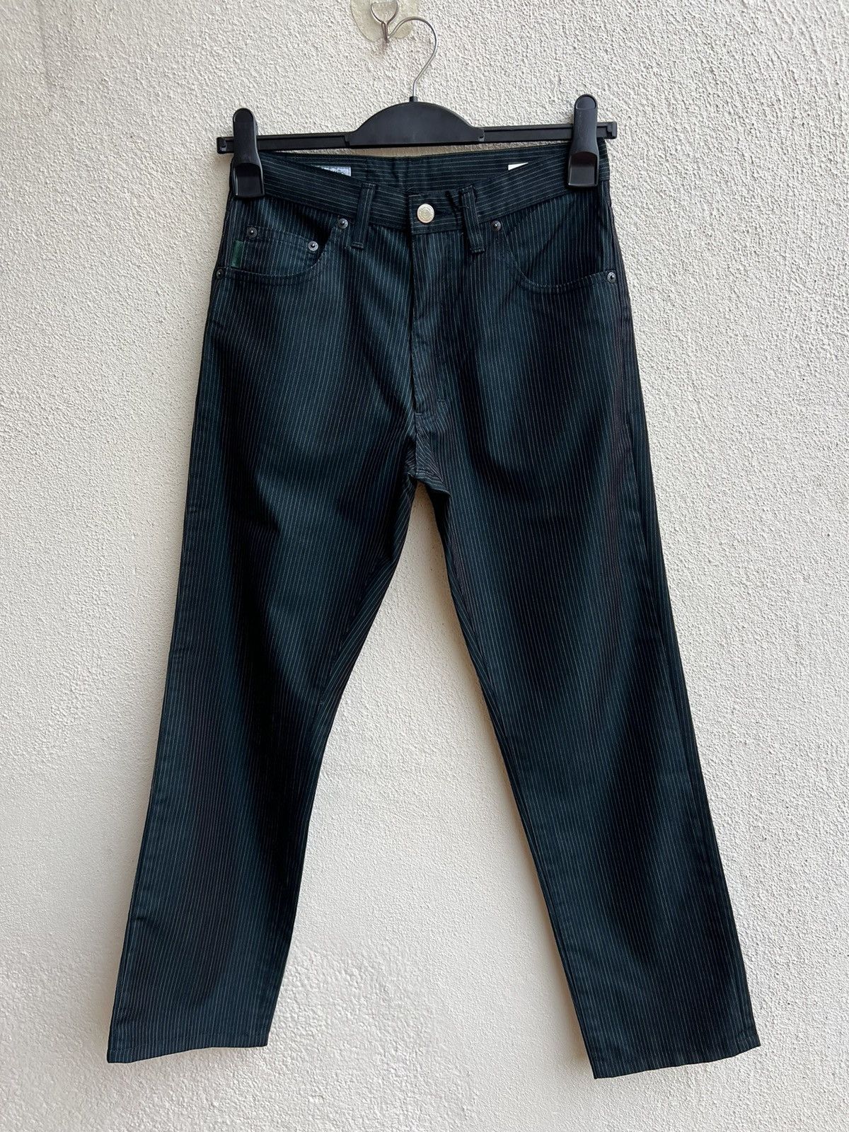 Vintage Paul Smith Jeans Shiny Dark Green Striped Pant Size US 28 / EU 44 - 18 Thumbnail