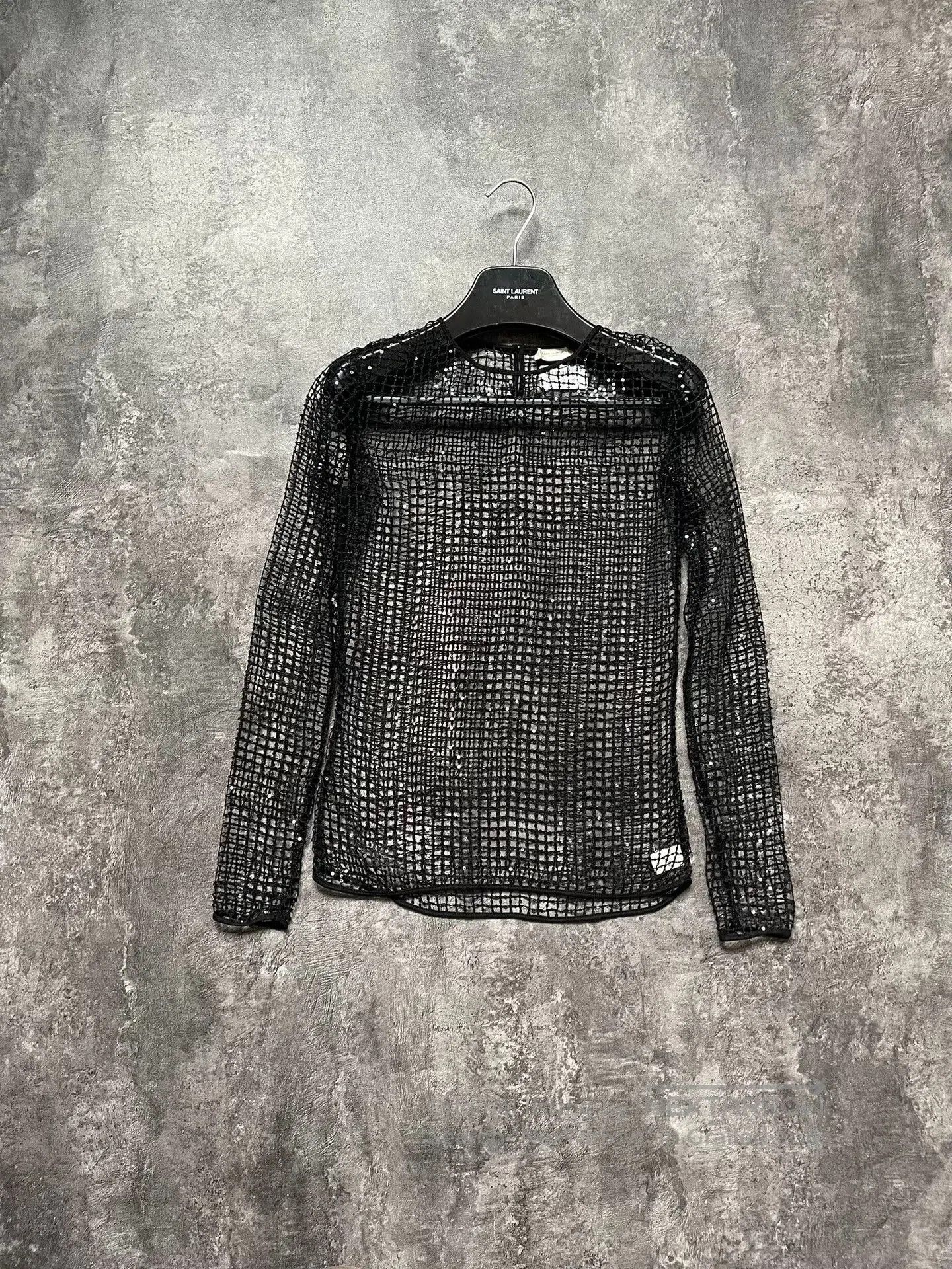 Saint Laurent Paris Saint Laurent Black Mesh Sequin Top. Size M / US 6-8 / IT 42-44 - 1 Thumbnail
