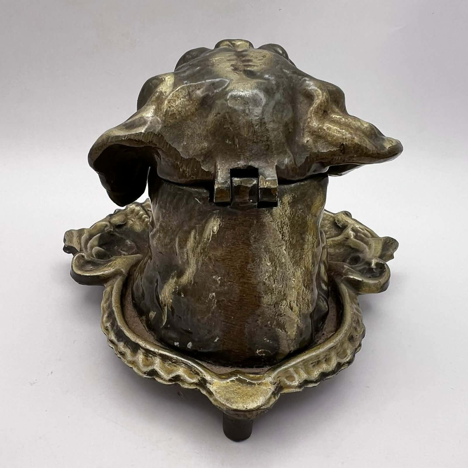Vintage Heavy Vintage Brass Dog Head Ashtray Sculptural Size ONE SIZE - 8 Thumbnail