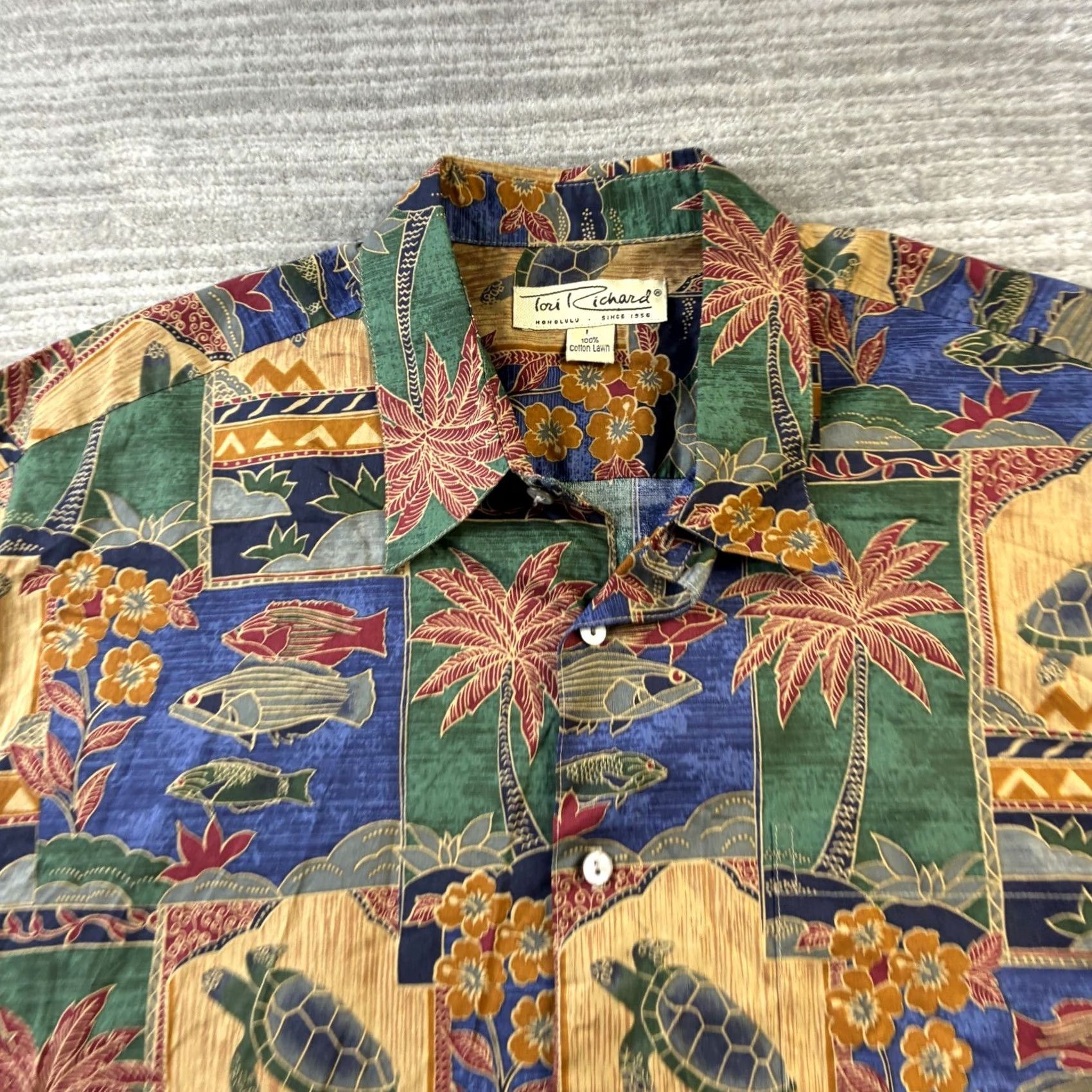 Tori Richard Tori Richard Shirt Mens Large Button Camp Hawaiian Cotton Lawn All Over Print Size US L / EU 52-54 / 3 - 3 Thumbnail