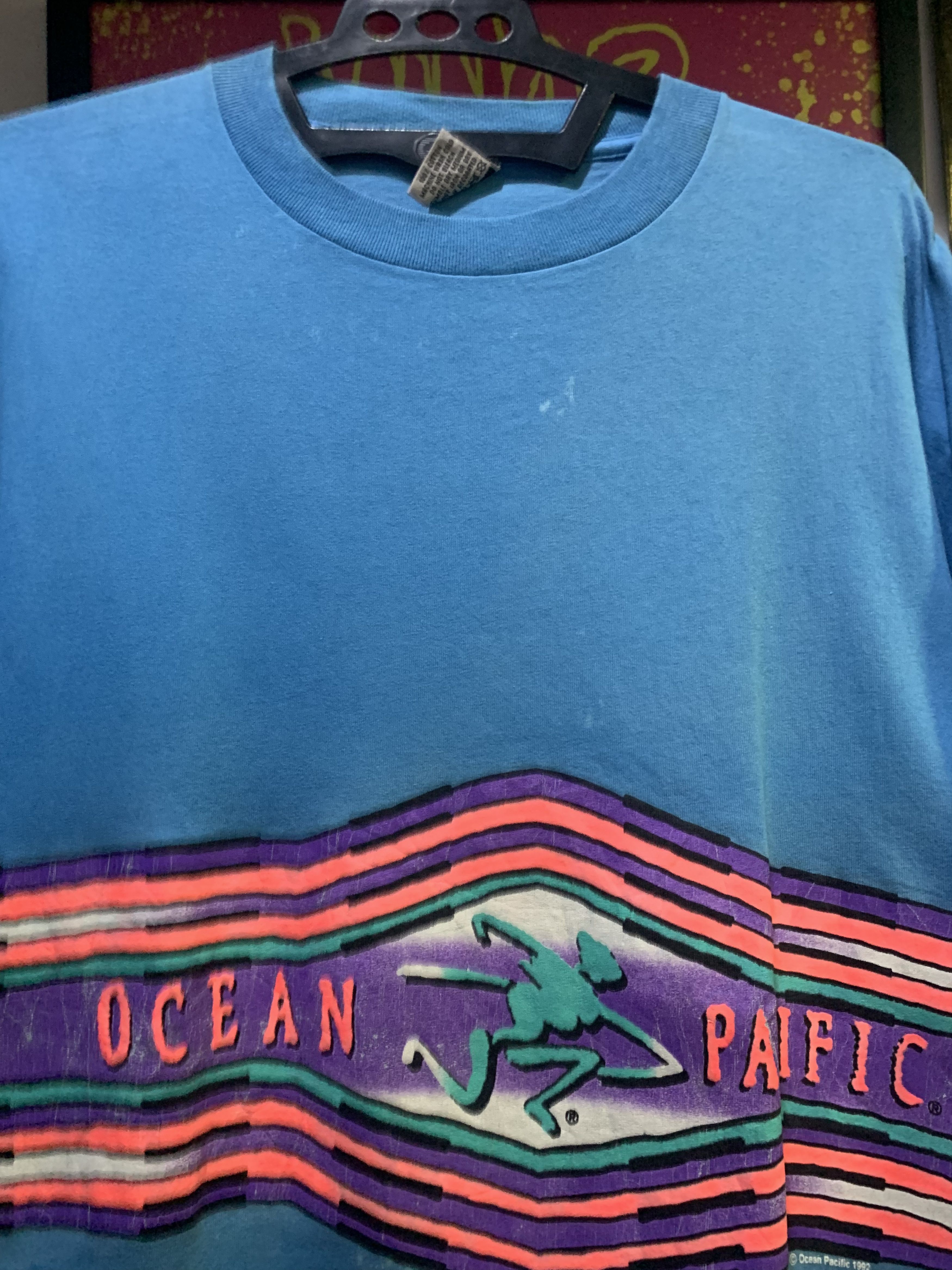 Vintage Vtg 90’s OCEAN PACIFIC “Ride The Wave” Surf Tee Size US XL / EU 56 / 4 - 2 Thumbnail