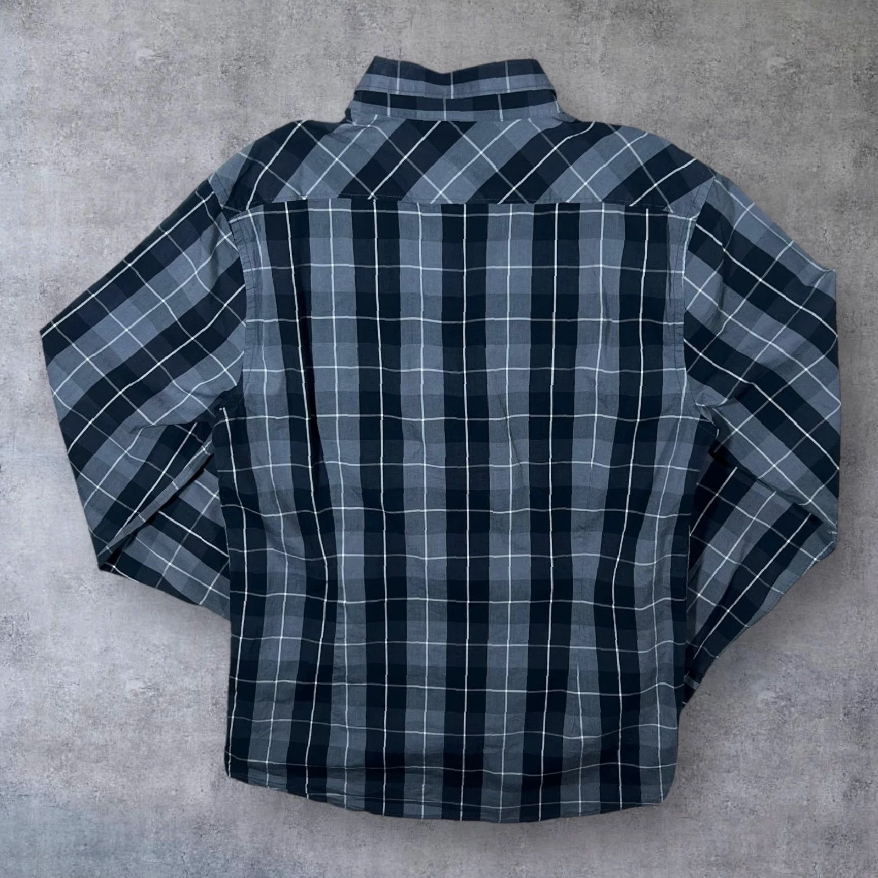 Vintage RW & Co Western Black Grey Check Long Sleeve Popper Cotton Spandex Blend Shirt Large Slim Men Button-Up Size US L / EU 52-54 / 3 - 2 Thumbnail