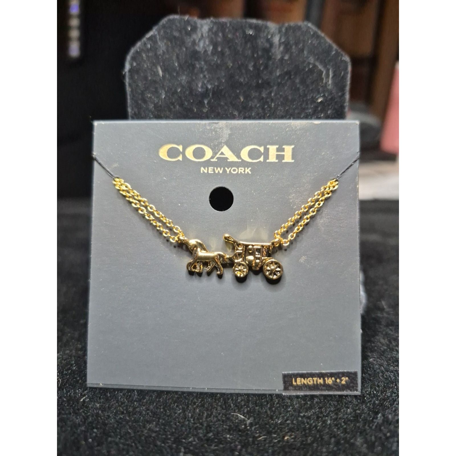 Coach Coach Jewlery Horse Carriage Pendant Necklace Gold Plated Size ONE SIZE - 4 Thumbnail
