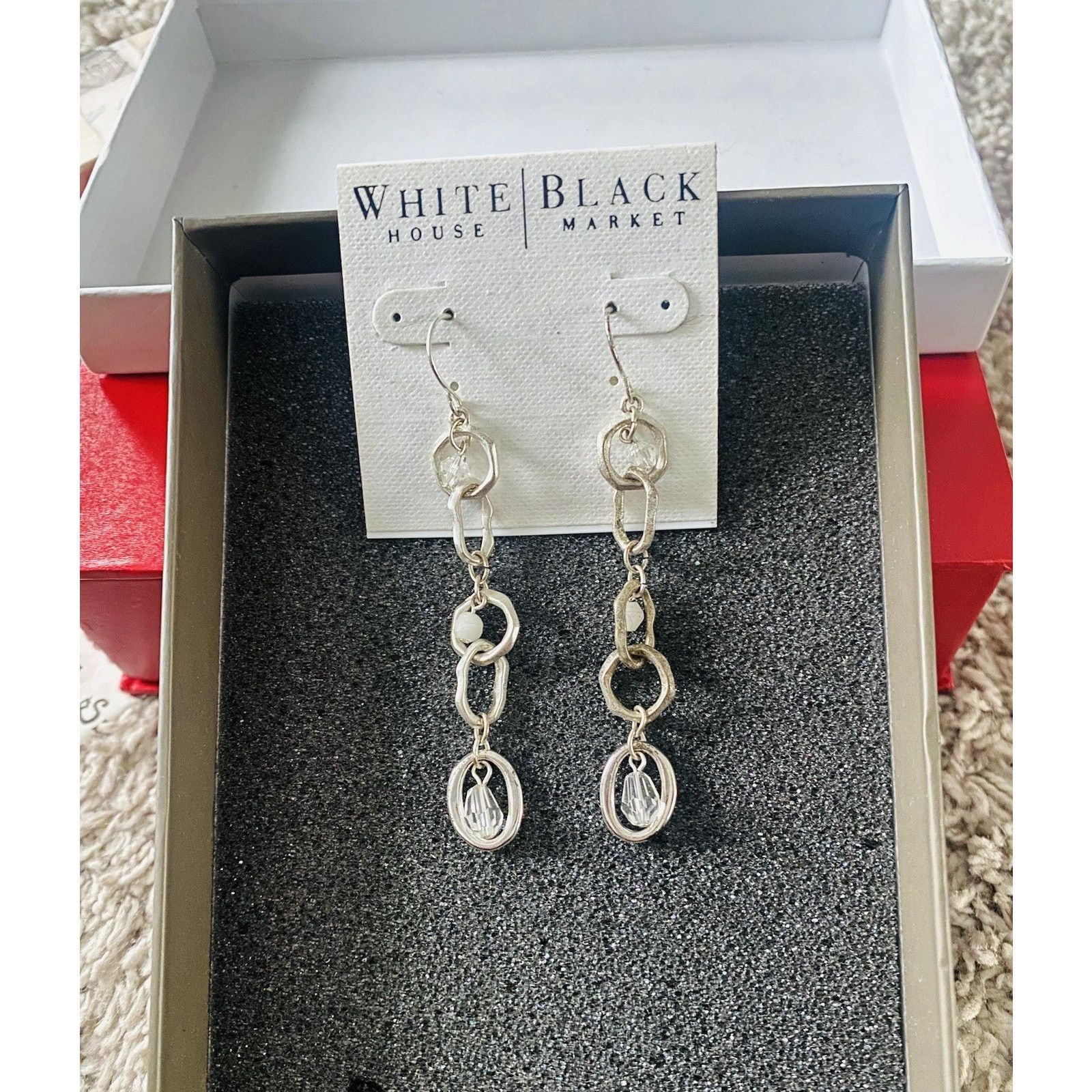 White House Black Market White House Black Market Silver Dangling Earrings NWT Size ONE SIZE - 1 Thumbnail