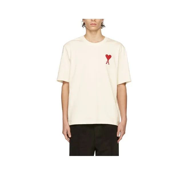 AMI AMIPARIS Heart Logo Embroidered Crew Neck T-shirt 0079 Size US L / EU 52-54 / 3 - 1 Thumbnail