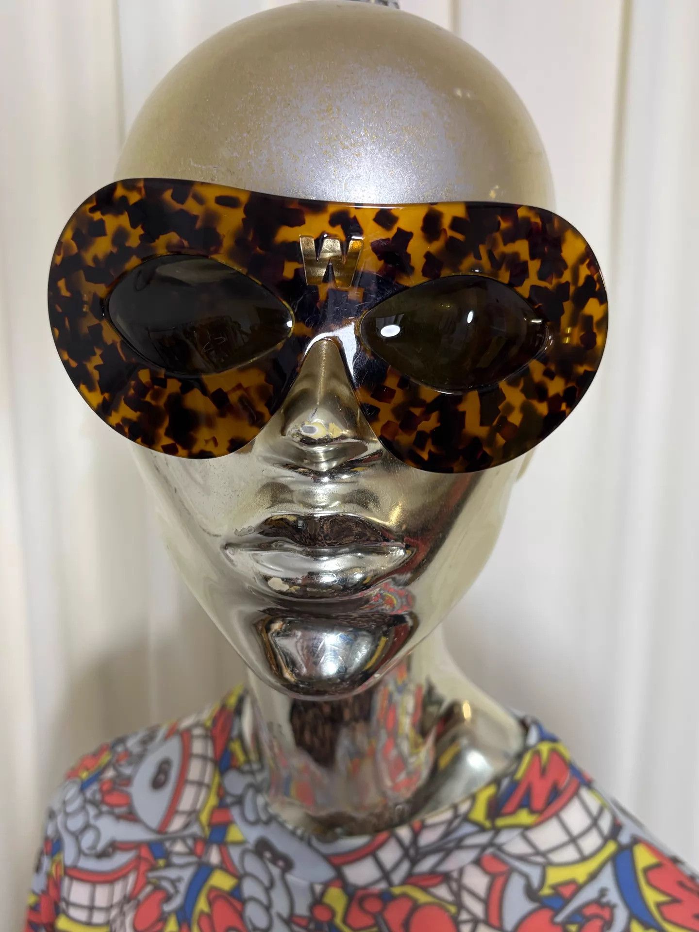 Walter Van Beirendonck WVB W&LT archive leopard print logo oversized shades Size ONE SIZE - 4 Thumbnail