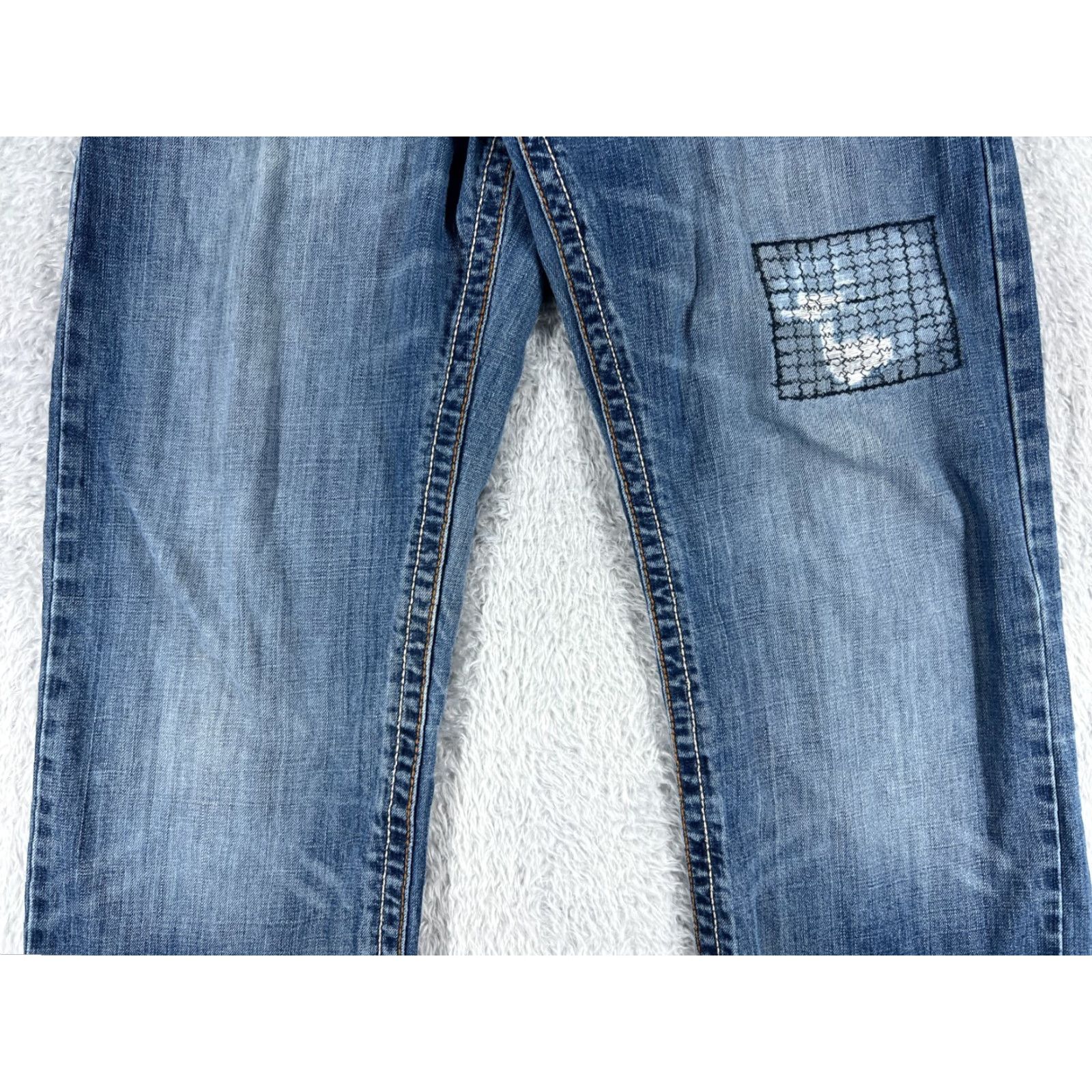 Denime Cinch Jeans Adult 31 Blue Denim Bootcut 5-Pocket Distressed 100% Cotton 31x32 Mens Regular Size US 31 - 3 Thumbnail
