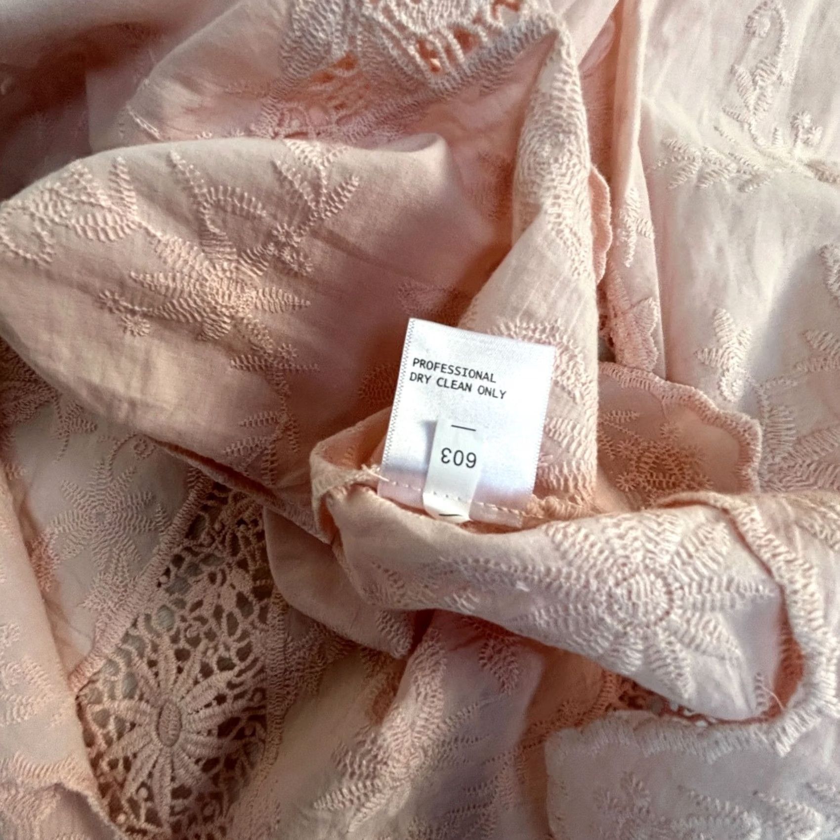 Vintage Marina Luna Womens Split Neck Embroidered Tunic Top 1X Cotton Pink Lace Trim New Size XL / US 12-14 / IT 48-50 - 5 Thumbnail