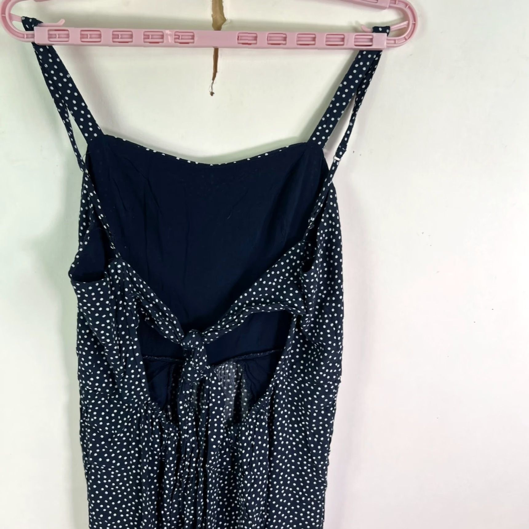 Abercrombie & Fitch Abercrombie & Fitch Jumpsuit Women's M Blue Polka Dot Wide-Leg Sleeveless Bow Strap Adjustable Built-In Bra Square Neck Size M / US 6-8 / IT 42-44 - 6 Thumbnail